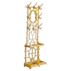 Antique French Art Nouveau Faux Bamboo Cast Iron Coat Rack