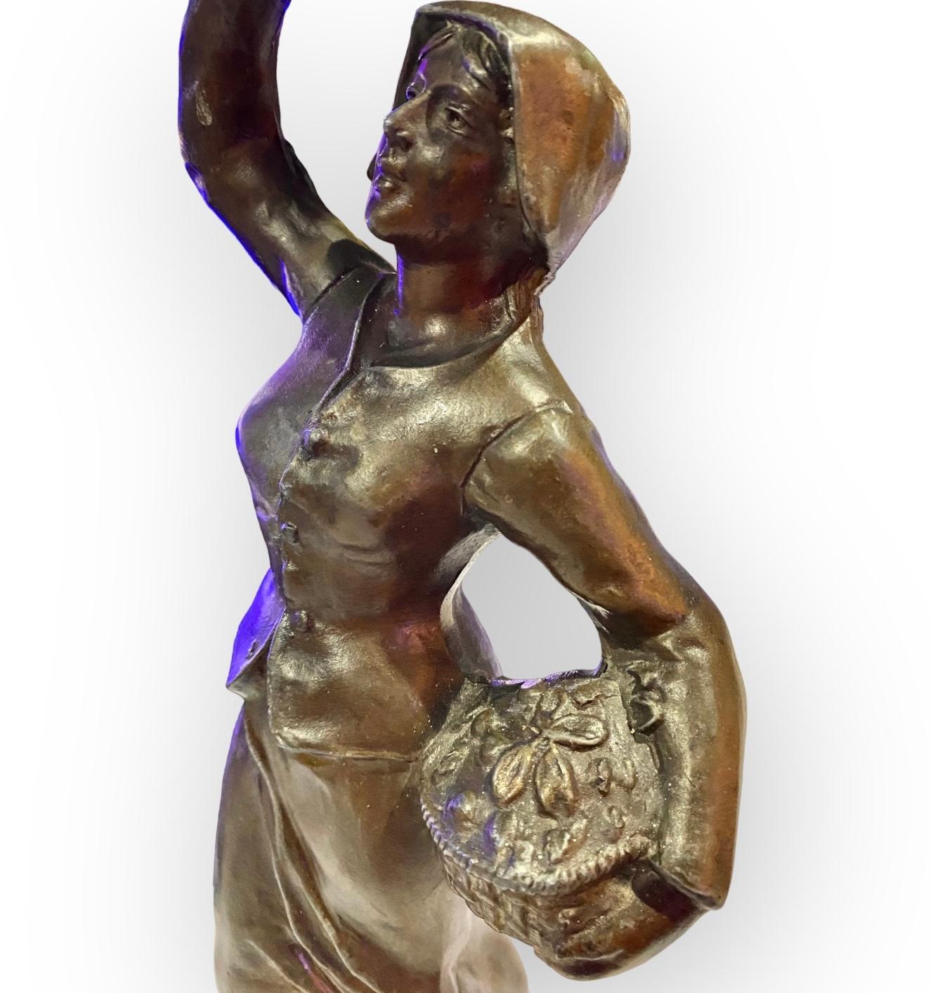 Ancienne lampe oip figurative Art nouveau français en vente 4
