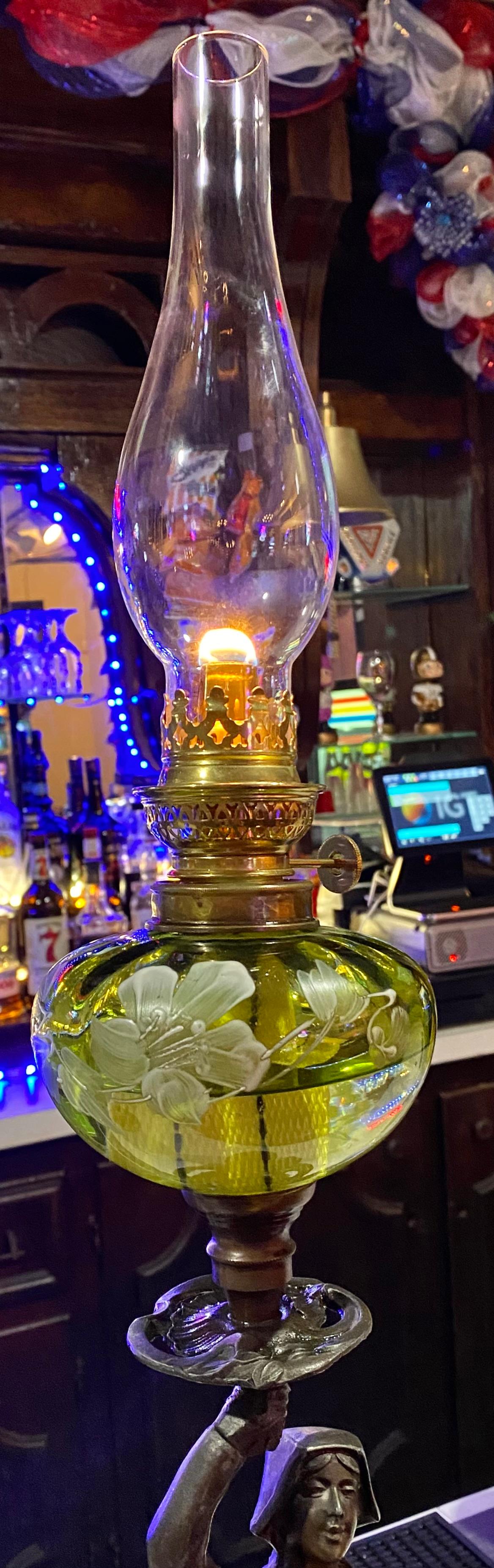 Antique French Art Nouveau Figural Oip Lamp For Sale 6