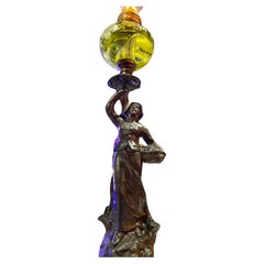 Antique French Art Nouveau Figural Oip Lamp