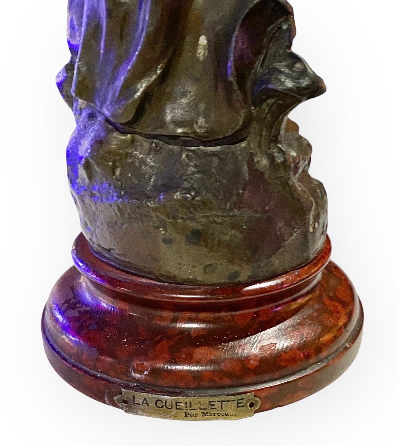 Late 19th Century Antique French Art Nouveau Figural Oip Lamp For Sale