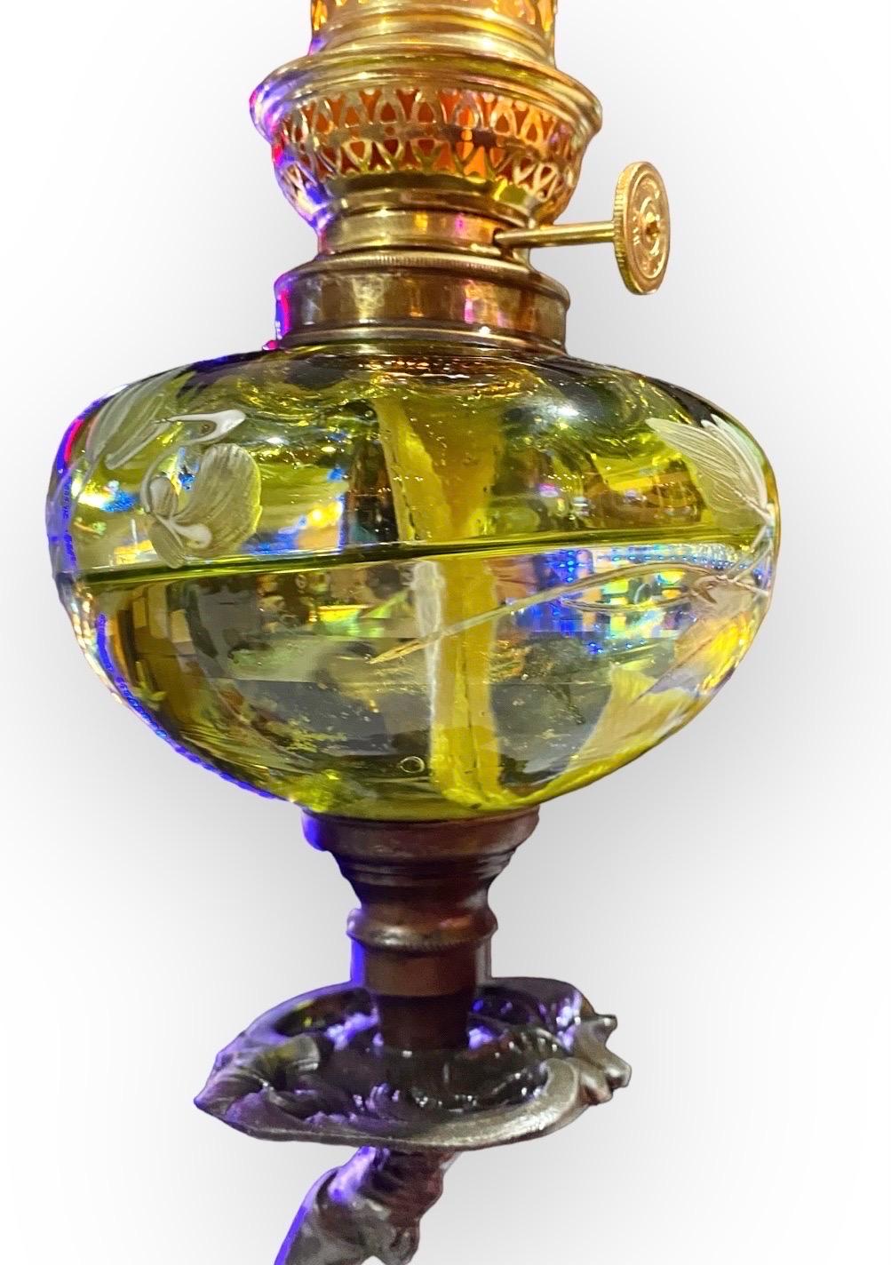 Brass Antique French Art Nouveau Figural Oip Lamp For Sale