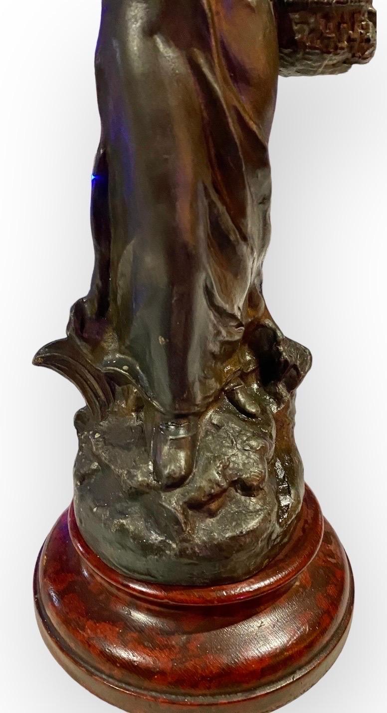 Laiton Ancienne lampe oip figurative Art nouveau français en vente
