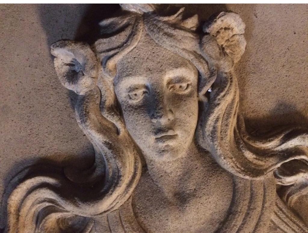 Antique French Art Nouveau Figural Woman Terracotta Building Relief, Sculpture In Good Condition In Buffalo, NY