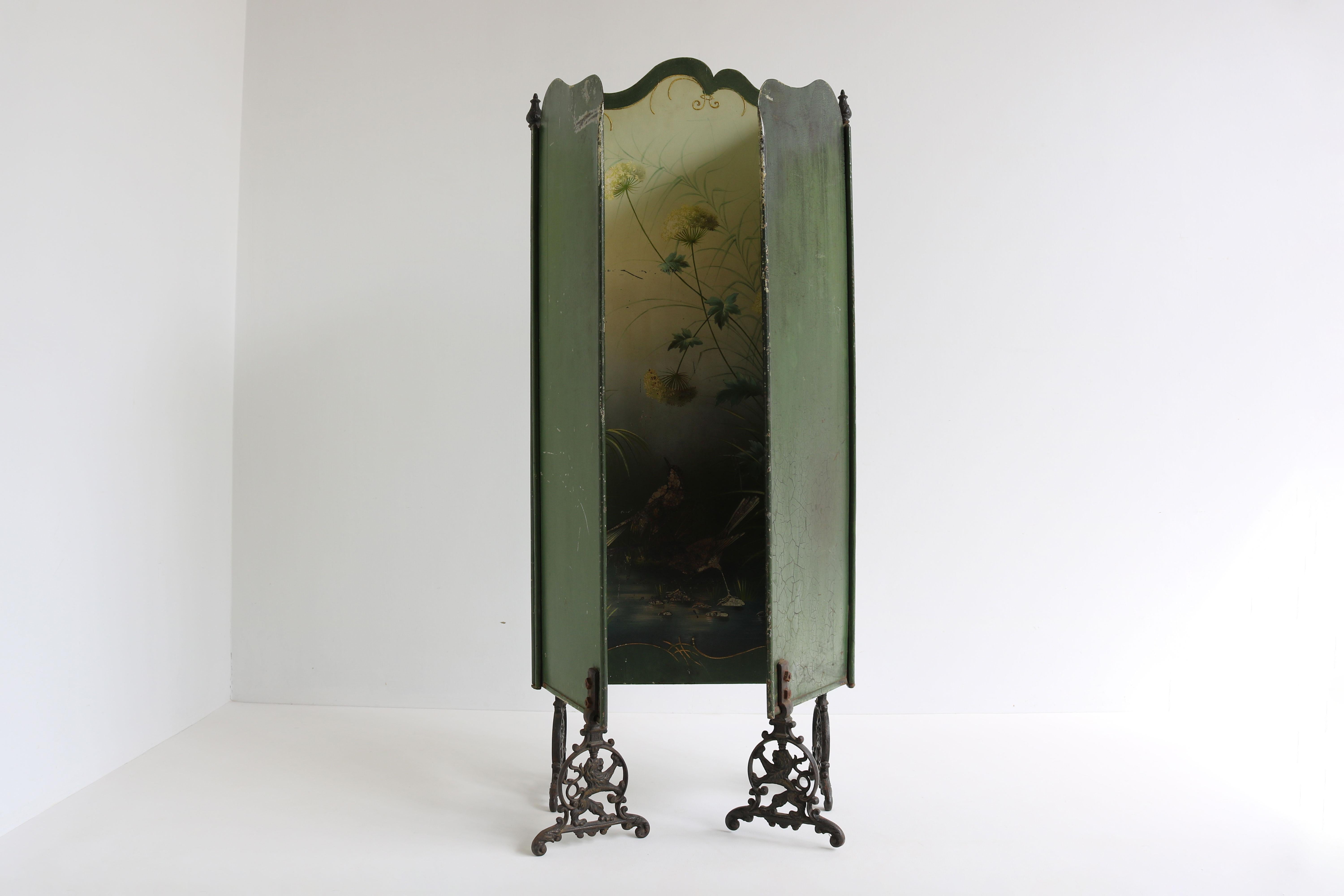 Antique French Art Nouveau Fire Screen 1900 fireplace hand painted jugendstil  For Sale 4