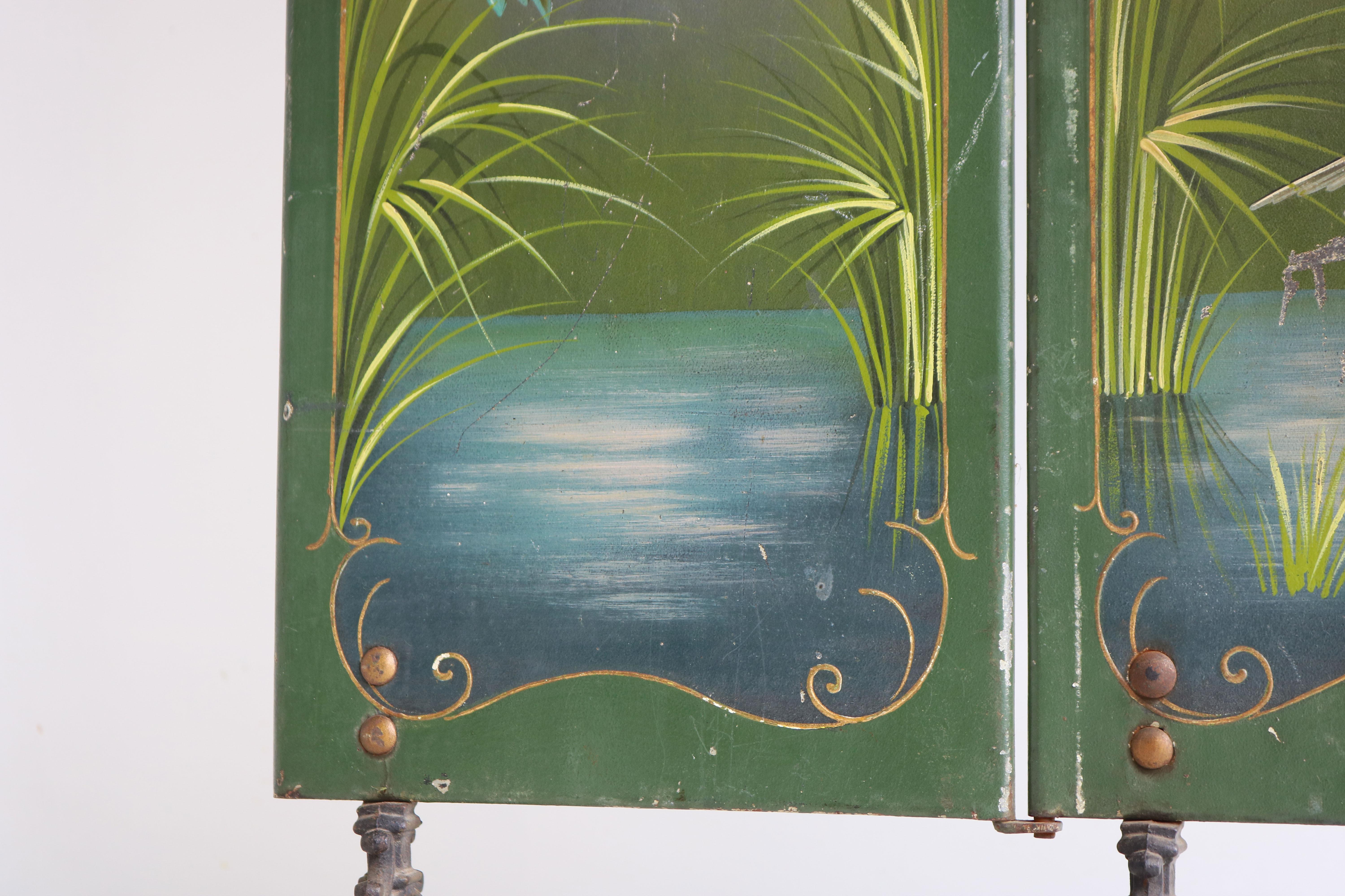 Antique French Art Nouveau Fire Screen 1900 fireplace hand painted jugendstil  For Sale 9