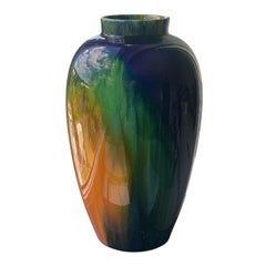 Antique French Art Nouveau Flambé Stoneware Vase Grès de Rambervillers, c. 1910