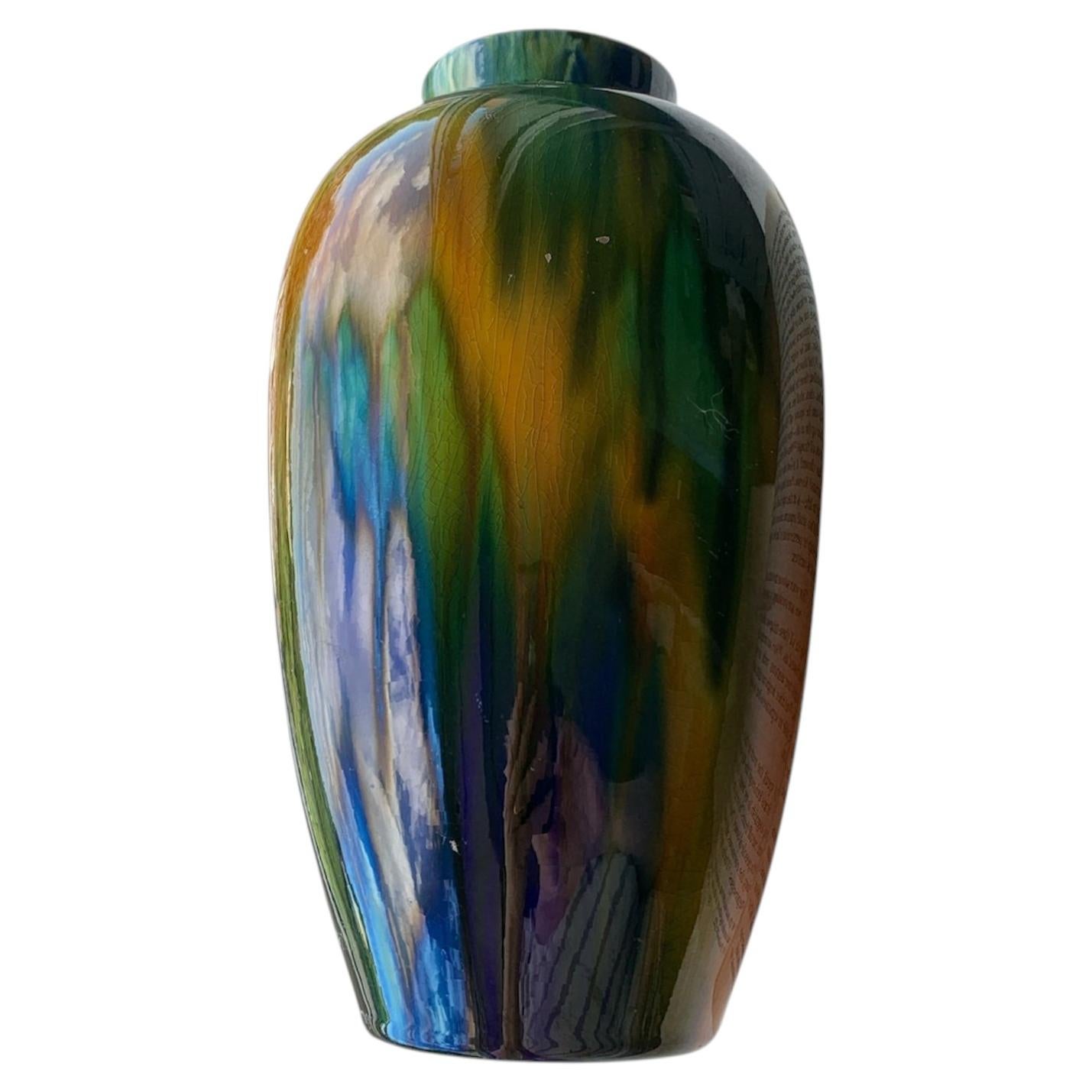 Jarrón Antique French de estilo Art Nouveau, de gres «Flambé» de Rambervillers, hacia 1910