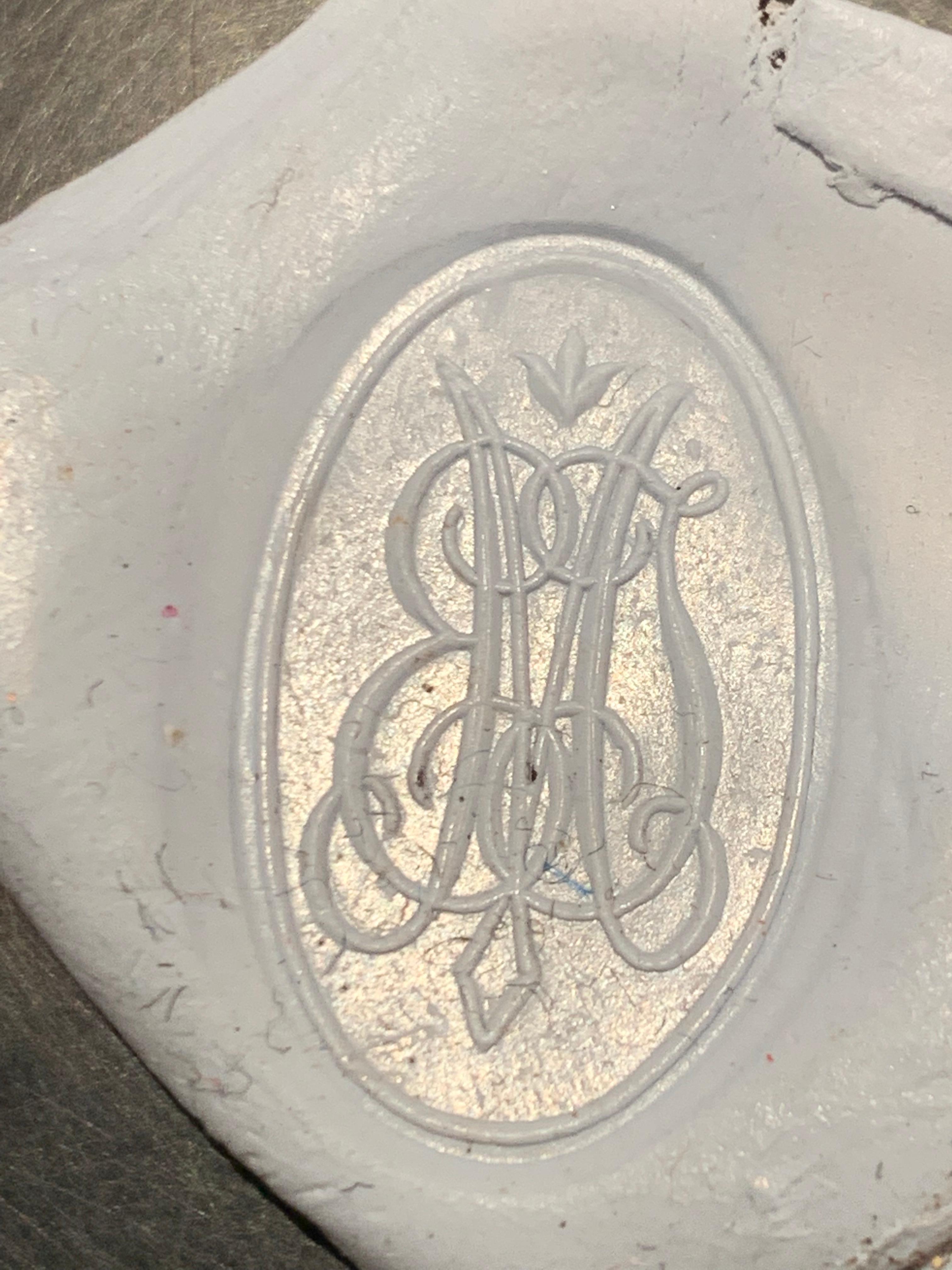 Antique French Art Nouveau Fluorite Fluorspar Silver Iris Seal Initials E M J For Sale 3
