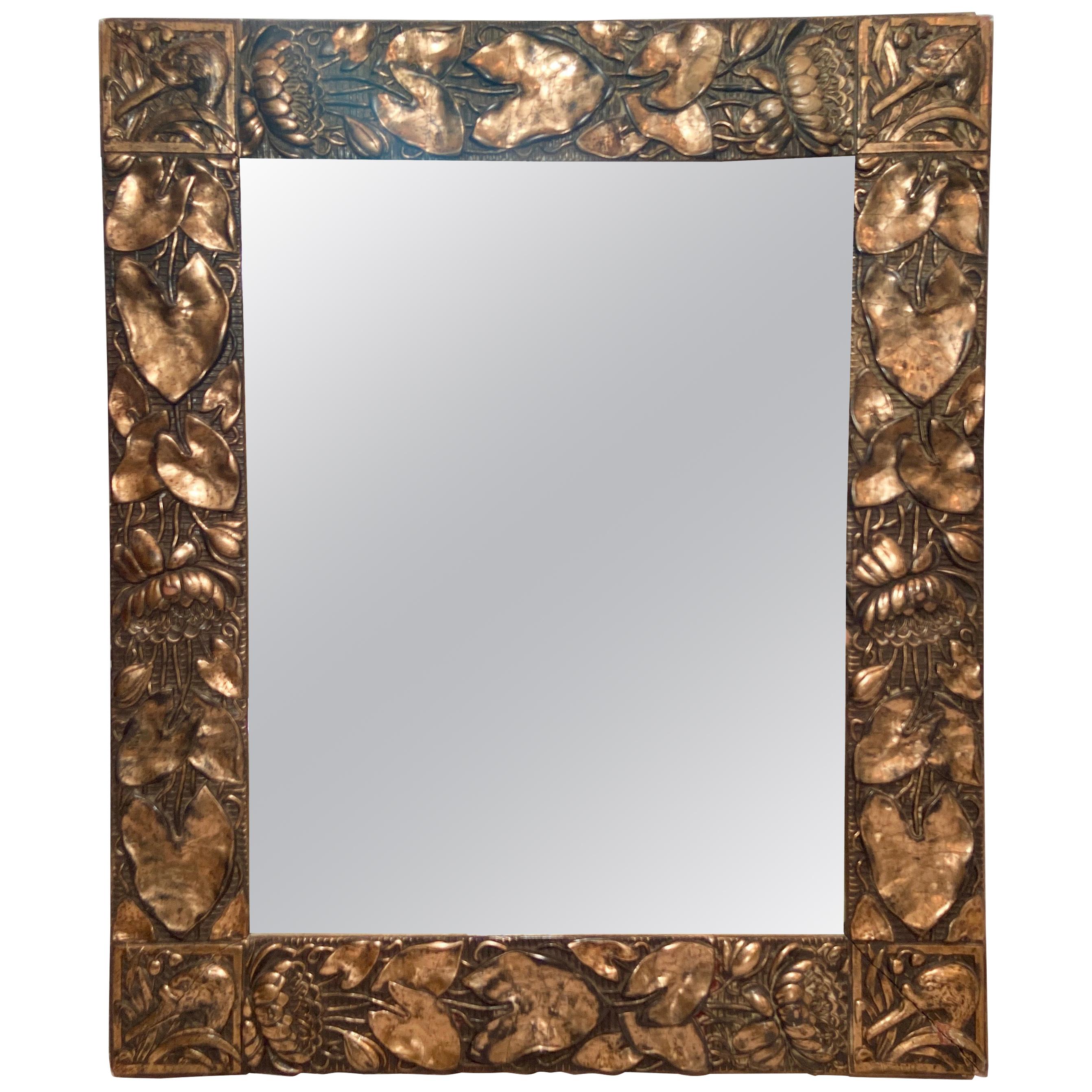 Antique Pine Art Nouveau Style Mirror For Sale at 1stDibs