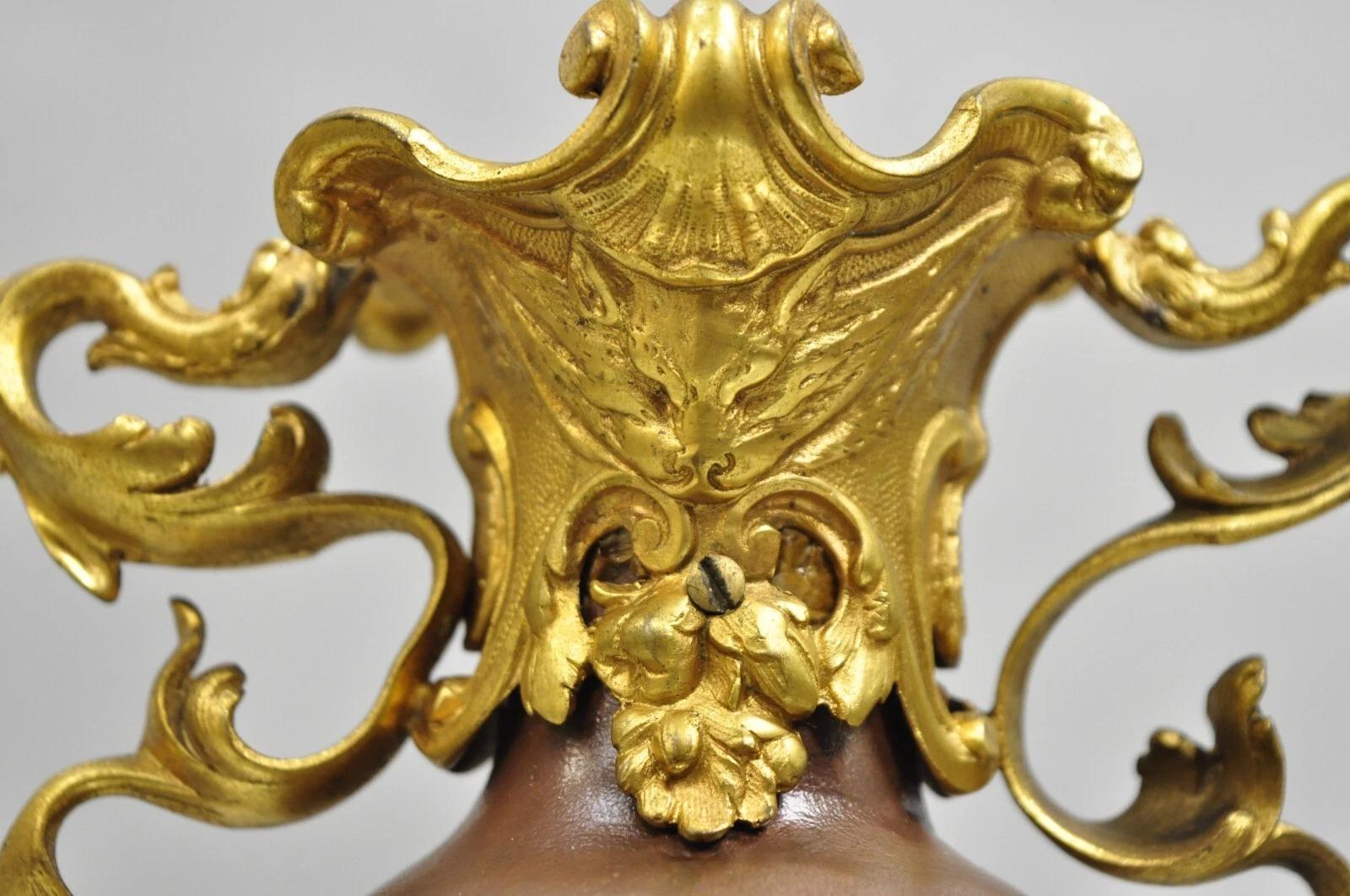 Unknown Antique French Art Nouveau Gold Gilt Patinated Bronze Small 9