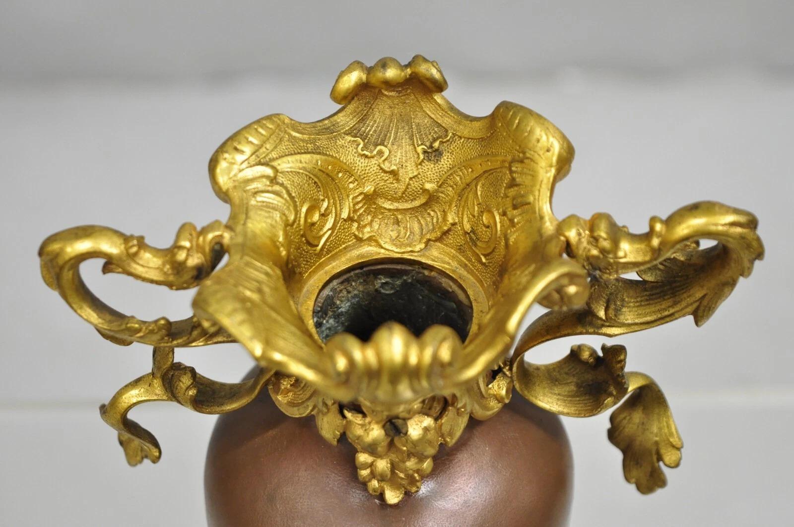 Antique French Art Nouveau Gold Gilt Patinated Bronze Small 9