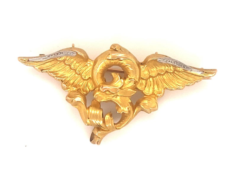 Antique French Art Nouveau Griffin Pendant Brooch 18K Yellow Gold For ...
