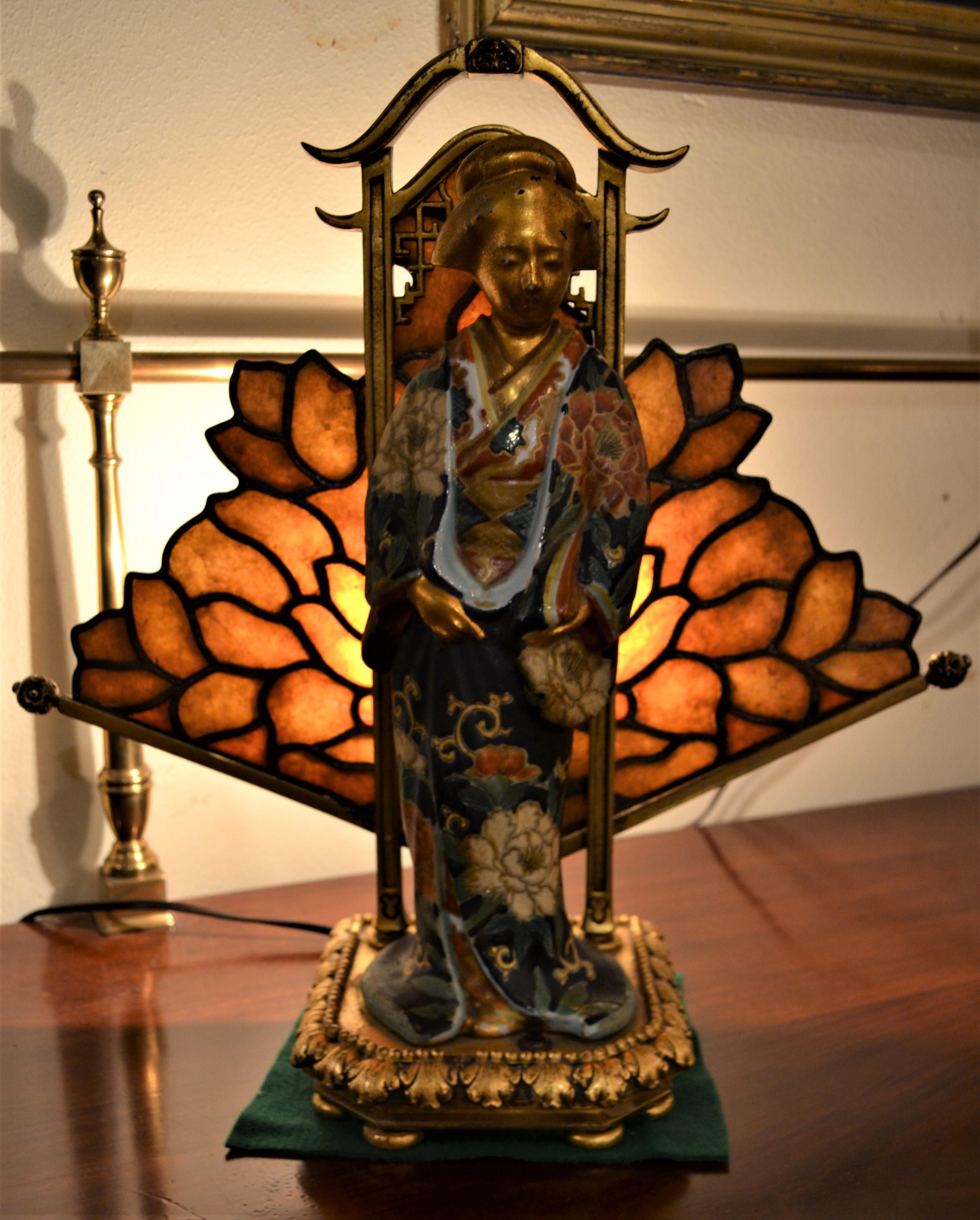 Bronze Antique French Art Nouveau Lamp For Sale