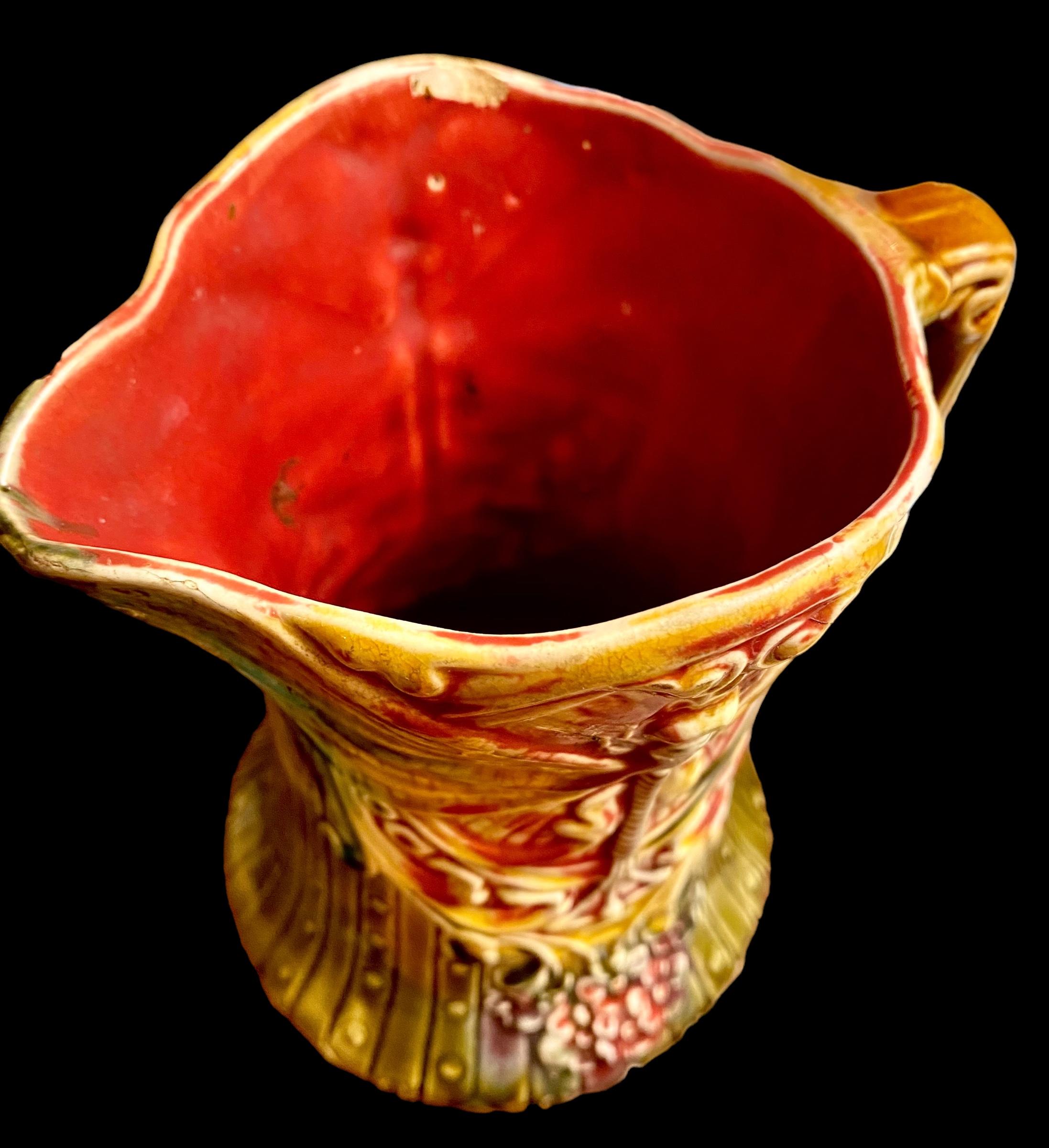 Antique French Art Nouveau Majolica Dragonfly Pitcher by Frie Onnaing For Sale 11