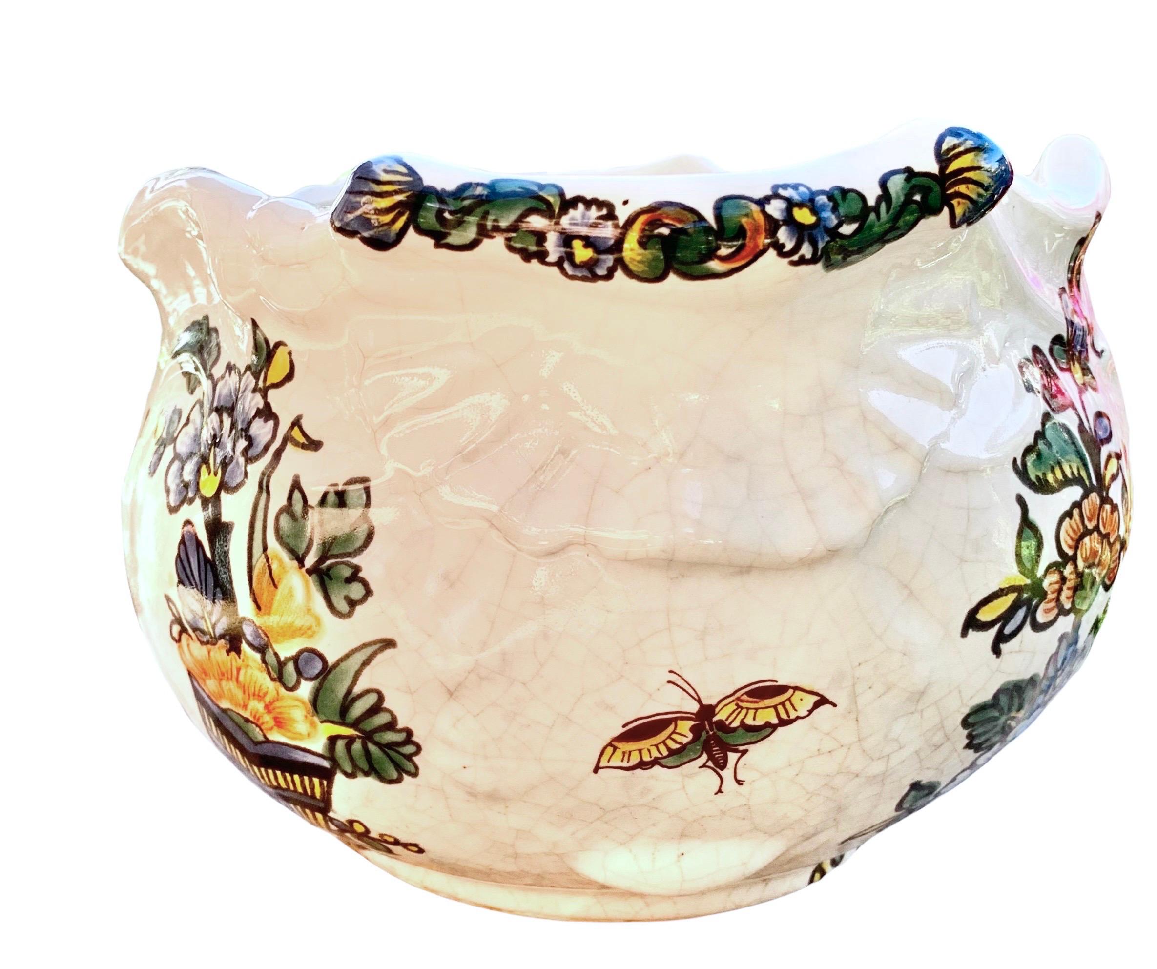 Antique French Art Nouveau Majolica Jardinière For Sale 11