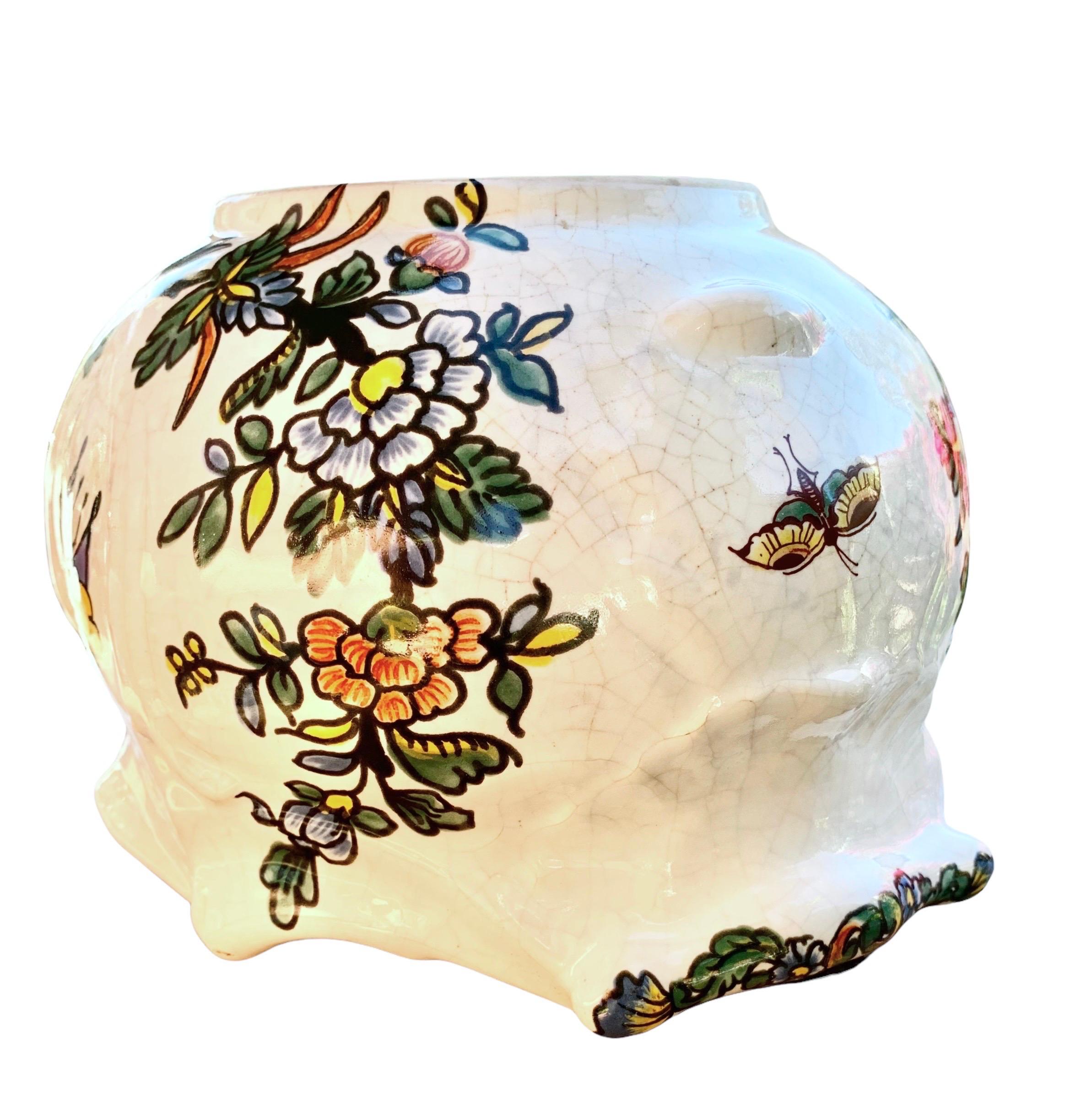 Antique French Art Nouveau Majolica Jardinière For Sale 2