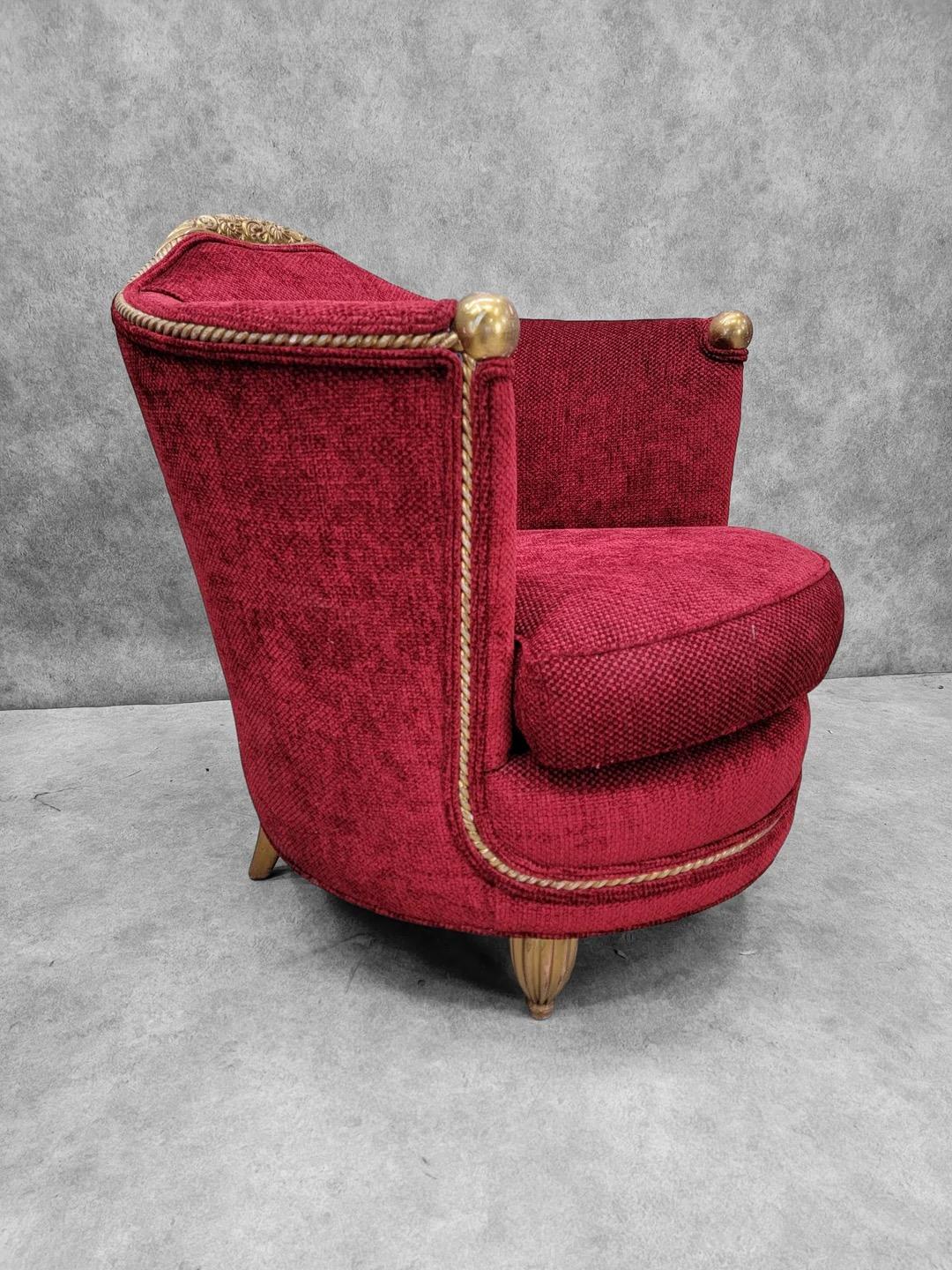 Antique French Art Nouveau Maurice Dufrene Barrel Back Chair And Boudoir Sofa For Sale 6
