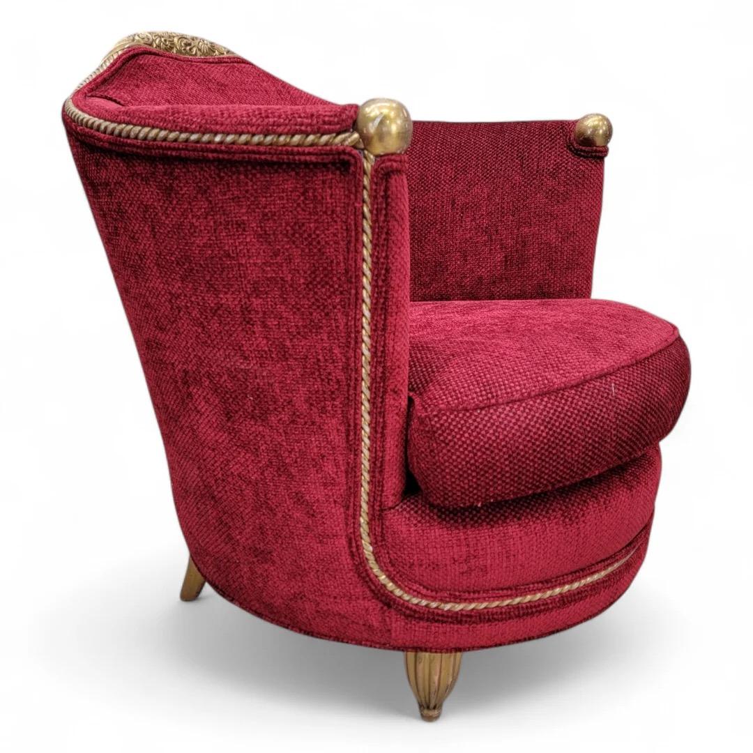 Unknown Antique French Art Nouveau Maurice Dufrene Barrel Back Chair And Boudoir Sofa For Sale