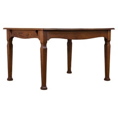 Antique French Art Nouveau Oak Extendable Dining Table