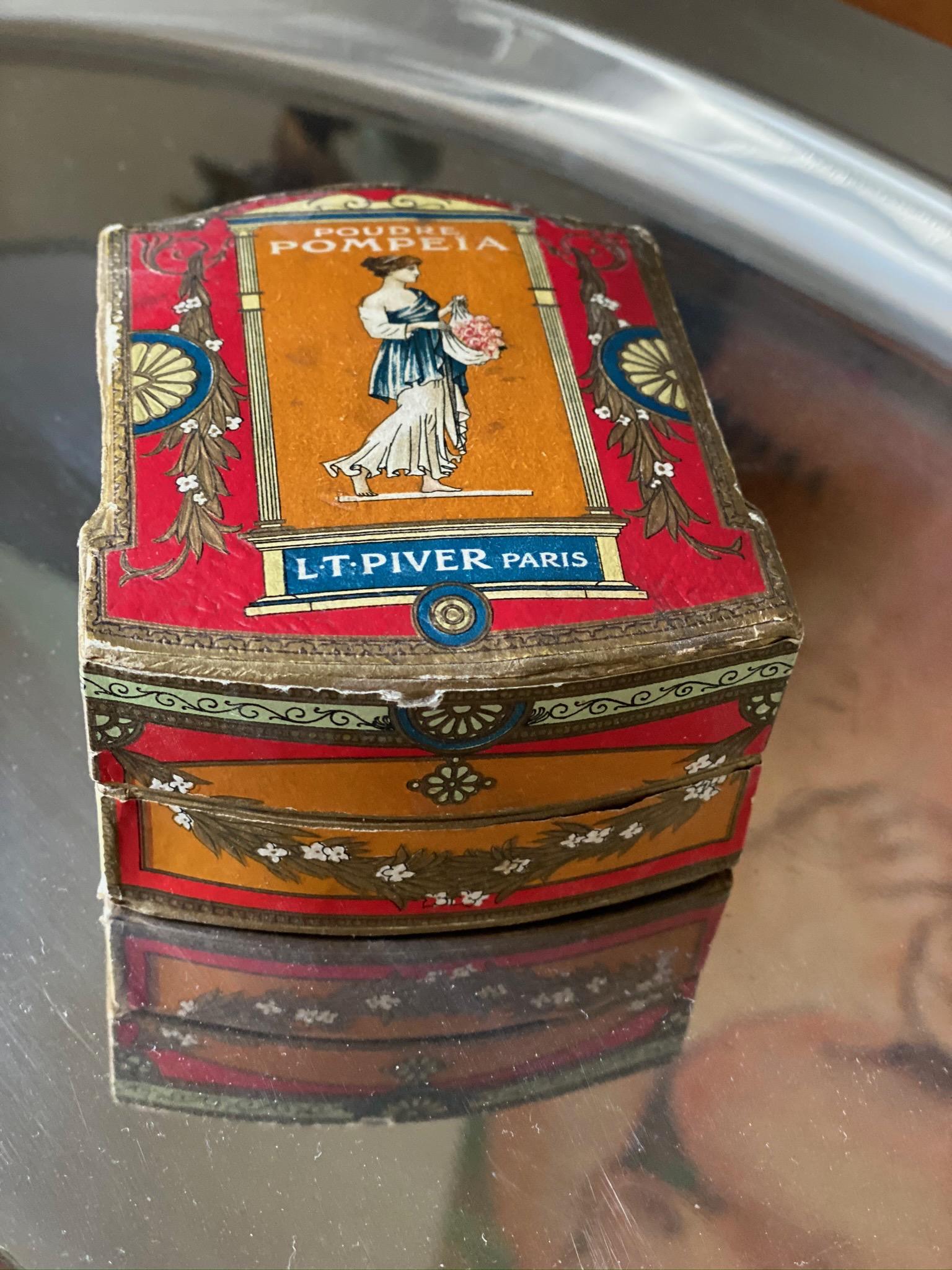 Antique French Art Nouveau Paper Powder Box 