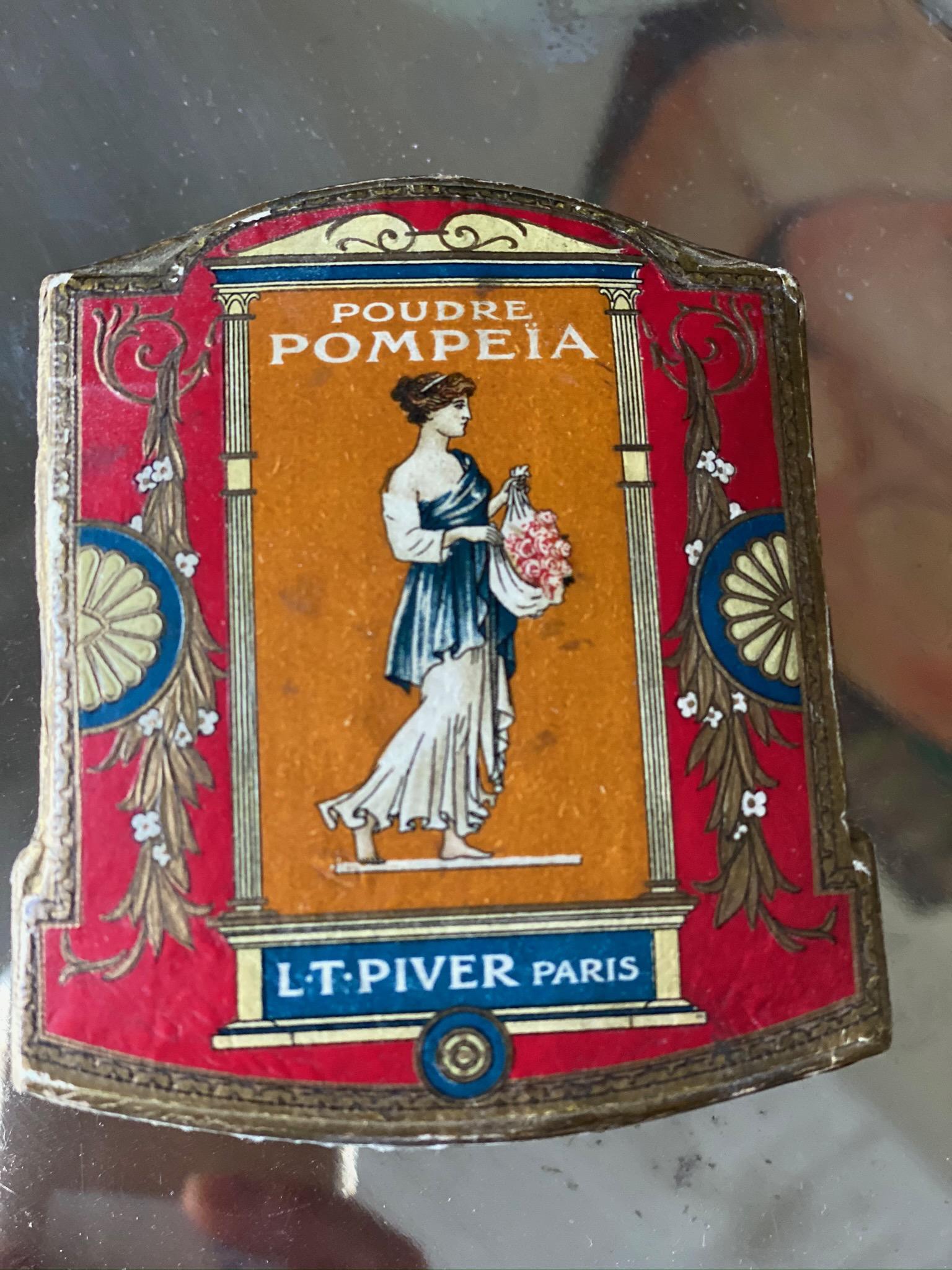 Ancienne boîte à poudre en papier Art nouveau français « Poudre Lt Piver Pompeia ». en vente 6