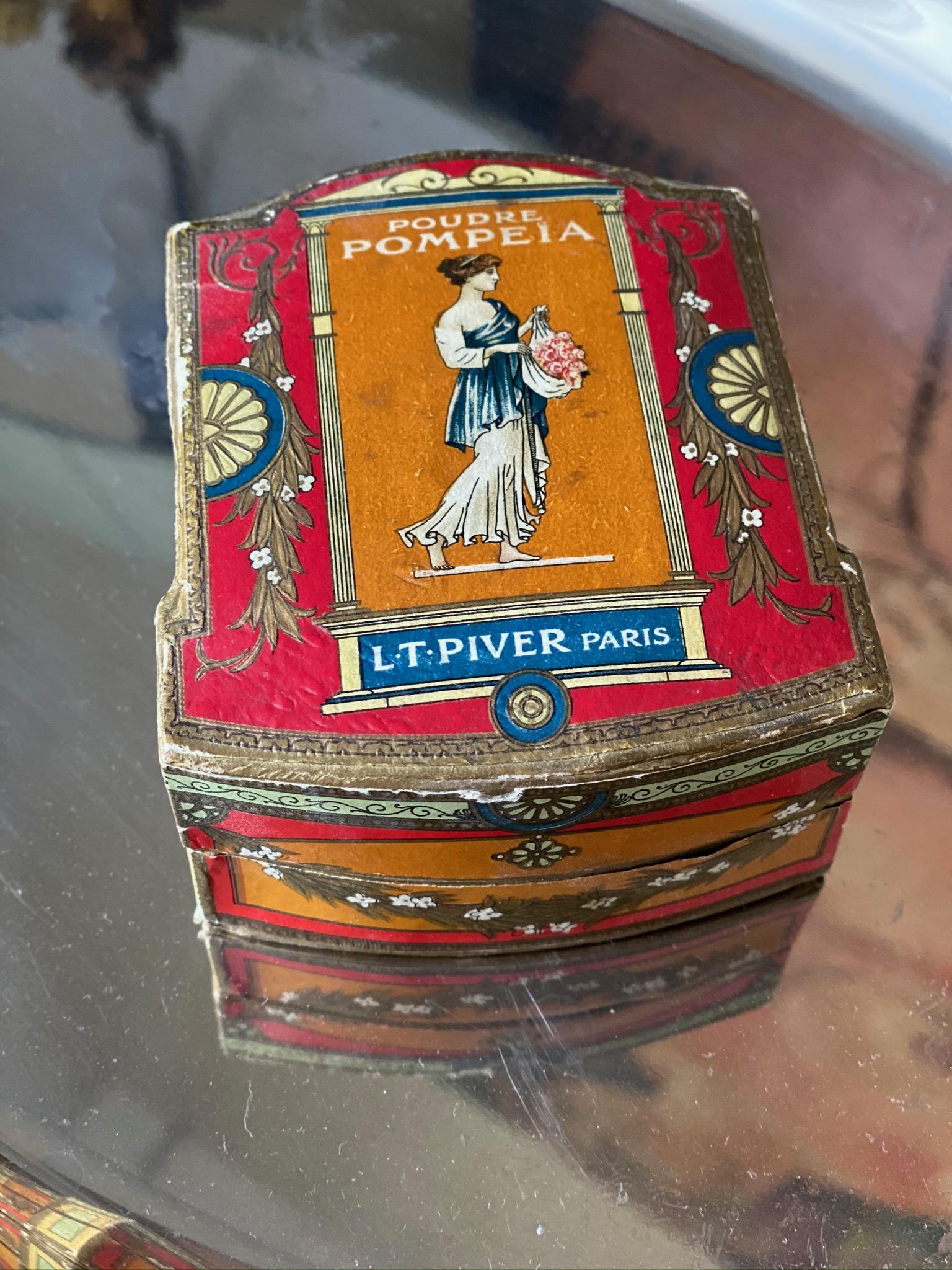 Ancienne boîte à poudre en papier Art nouveau français « Poudre Lt Piver Pompeia ». en vente 8