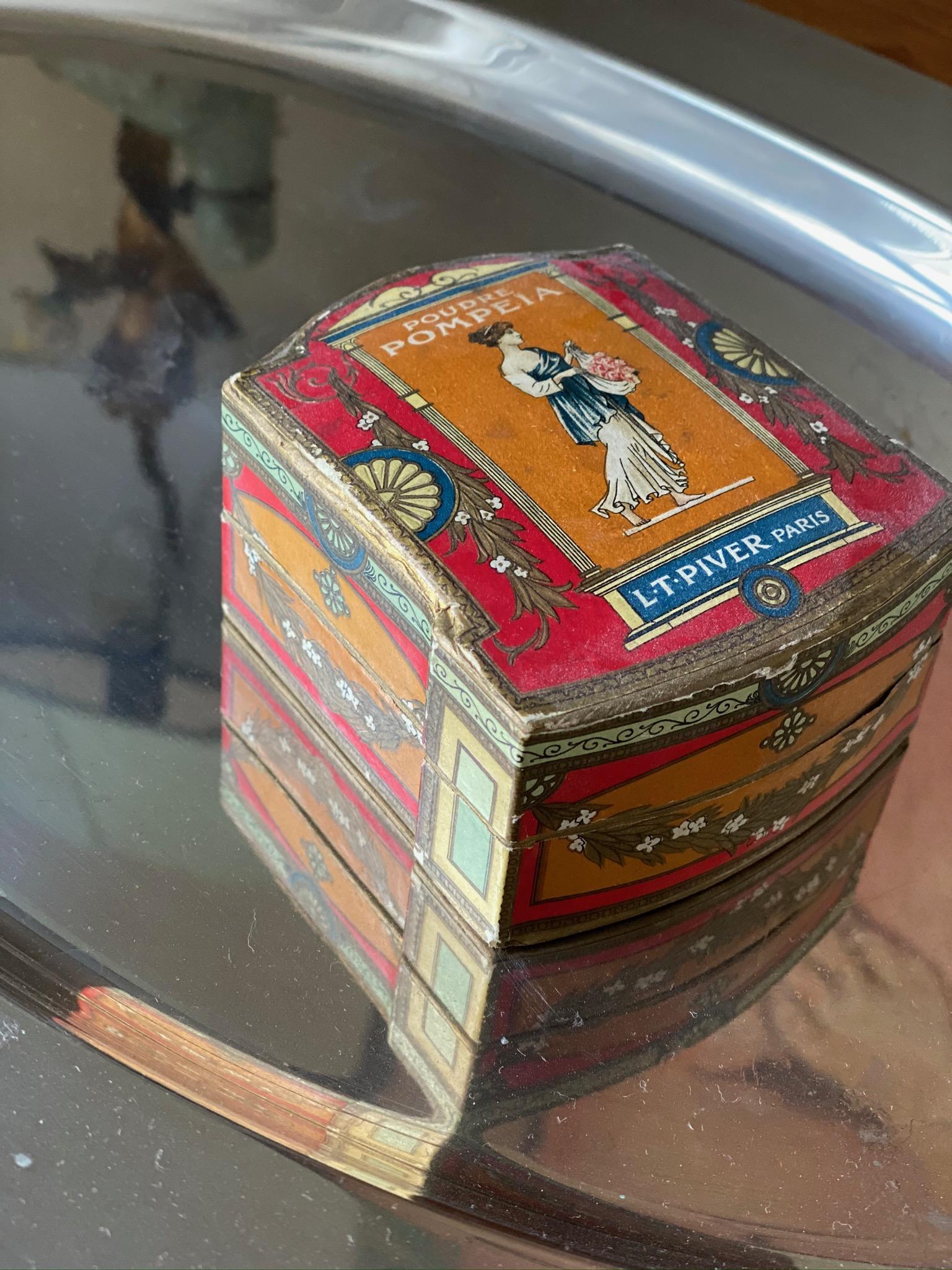 Antique French Art Nouveau paper powder box 