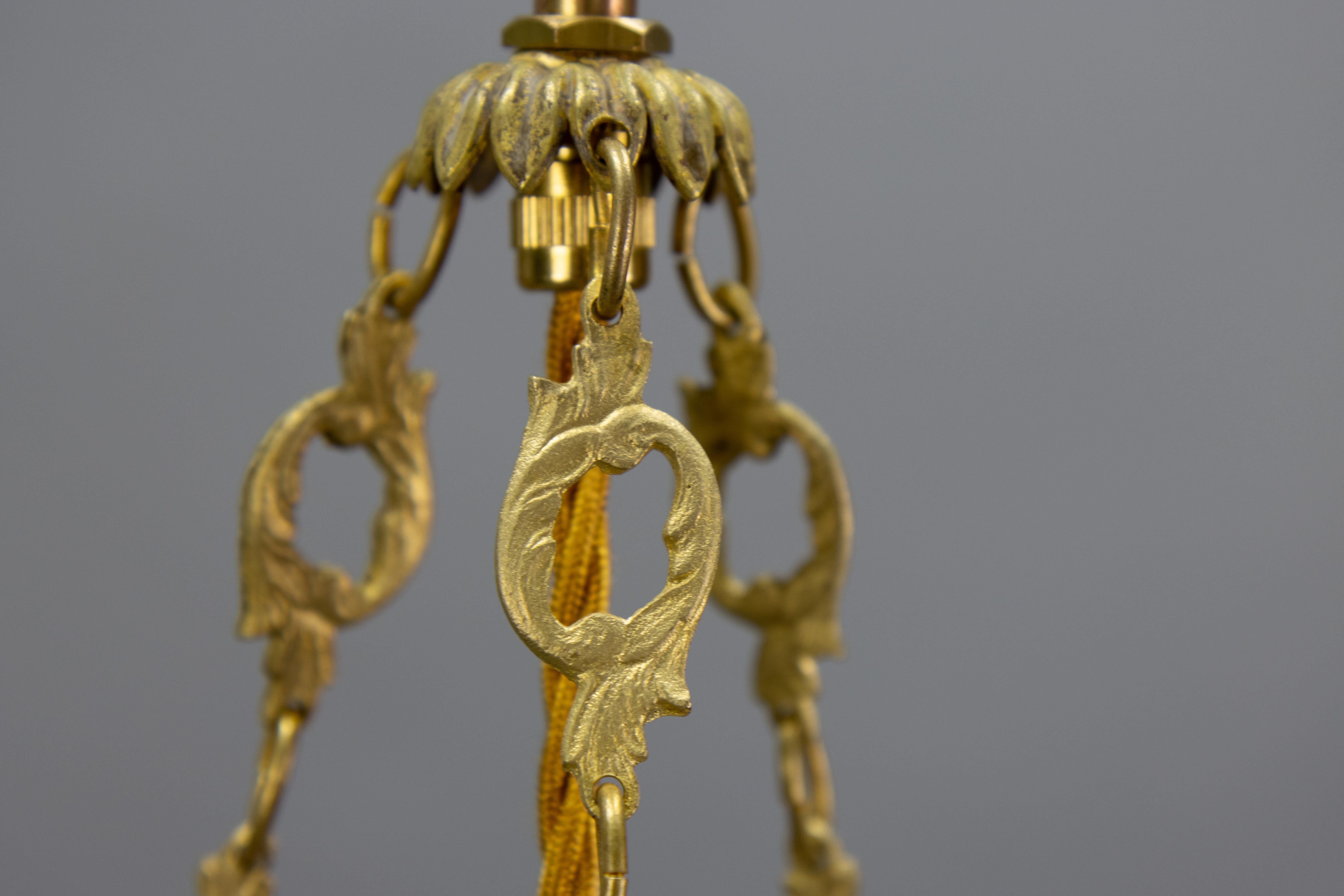Antigua lámpara colgante francesa Art Nouveau con cristal de Muller Frères Luneville en venta 12