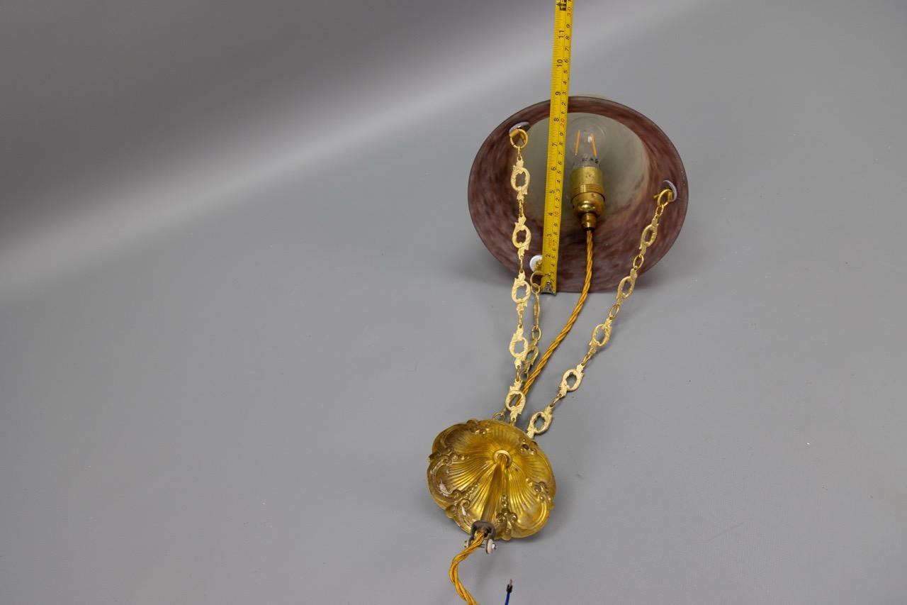 Antigua lámpara colgante francesa Art Nouveau con cristal de Muller Frères Luneville en venta 14