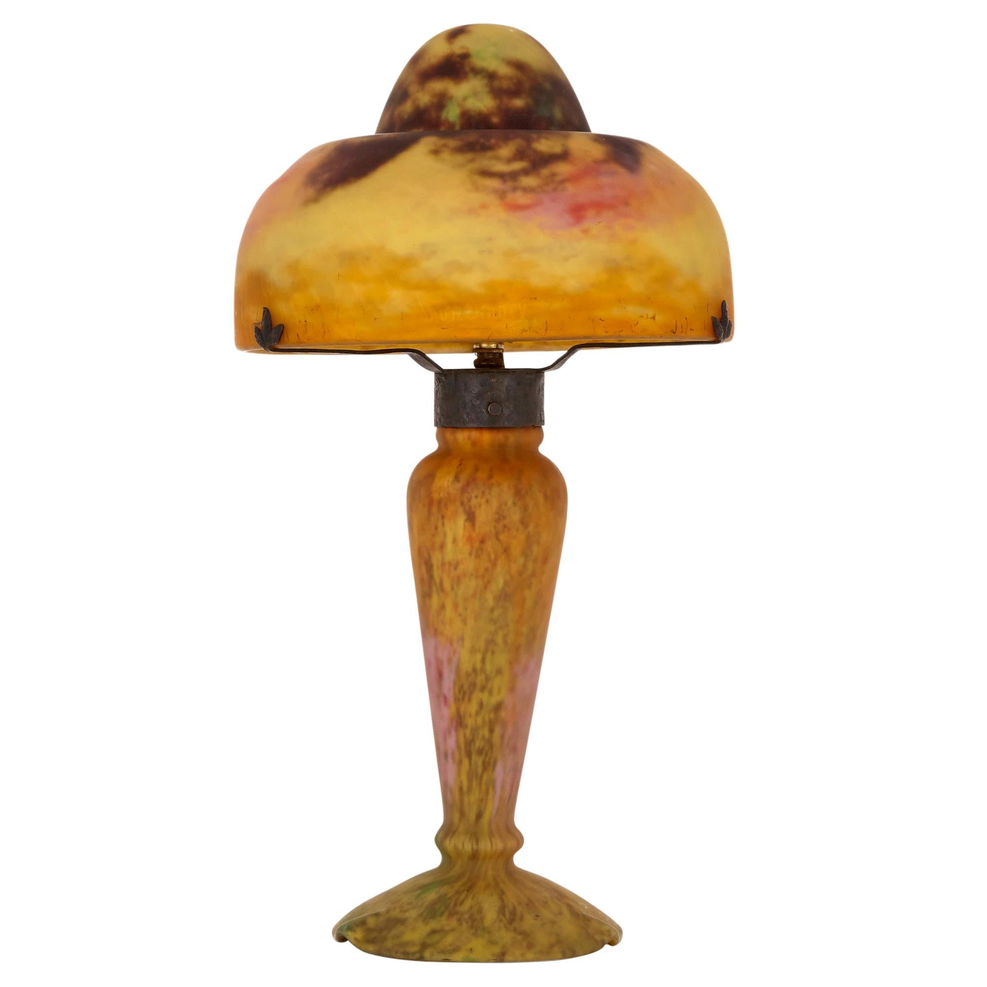 Antique French Art Nouveau Period Glass Lamp by Daum Studio