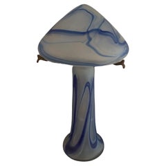 Antique French Art Nouveau Period Glass Lamp in Blue and White