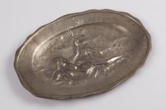 Antique French Art Nouveau Pewter Wall Plate Sea Amphitrite Decor Jean Garnier