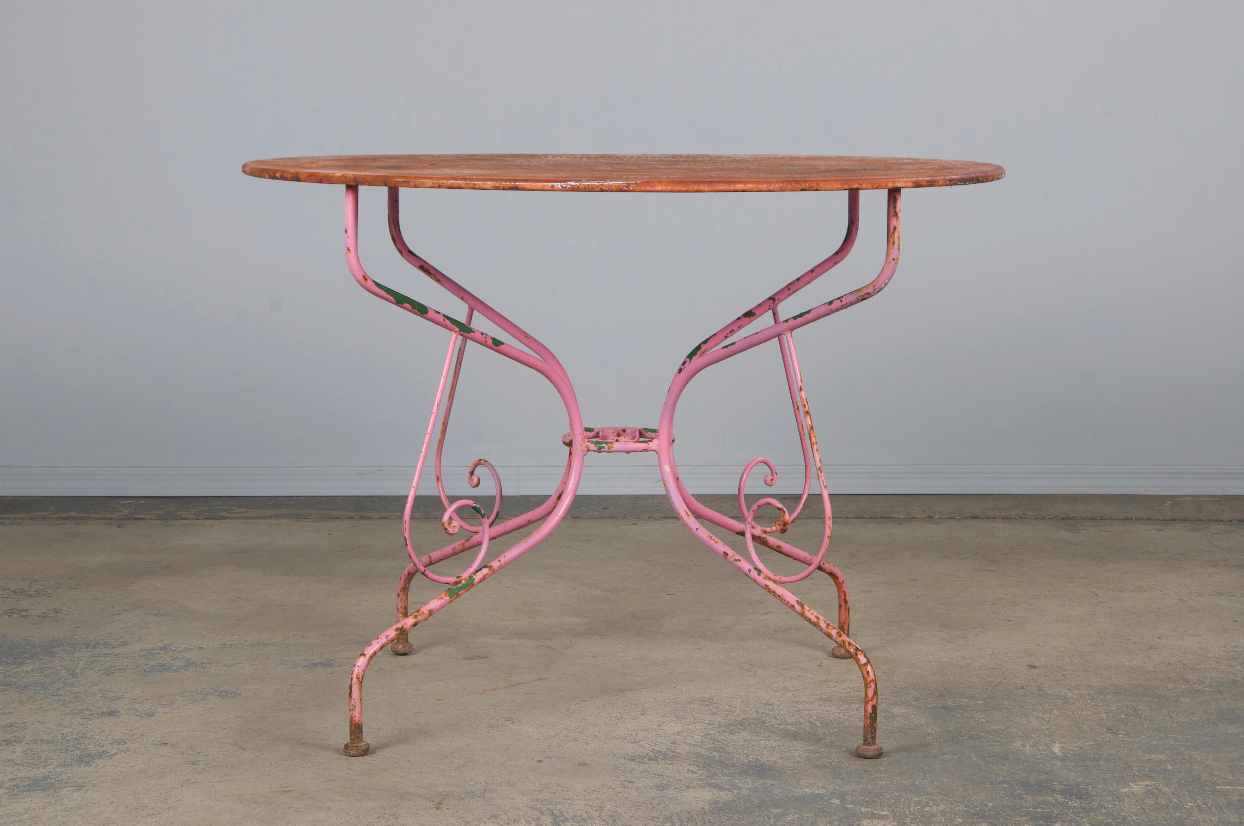 Antique French Art Nouveau rosa set da giardino in ferro battuto in vendita 3