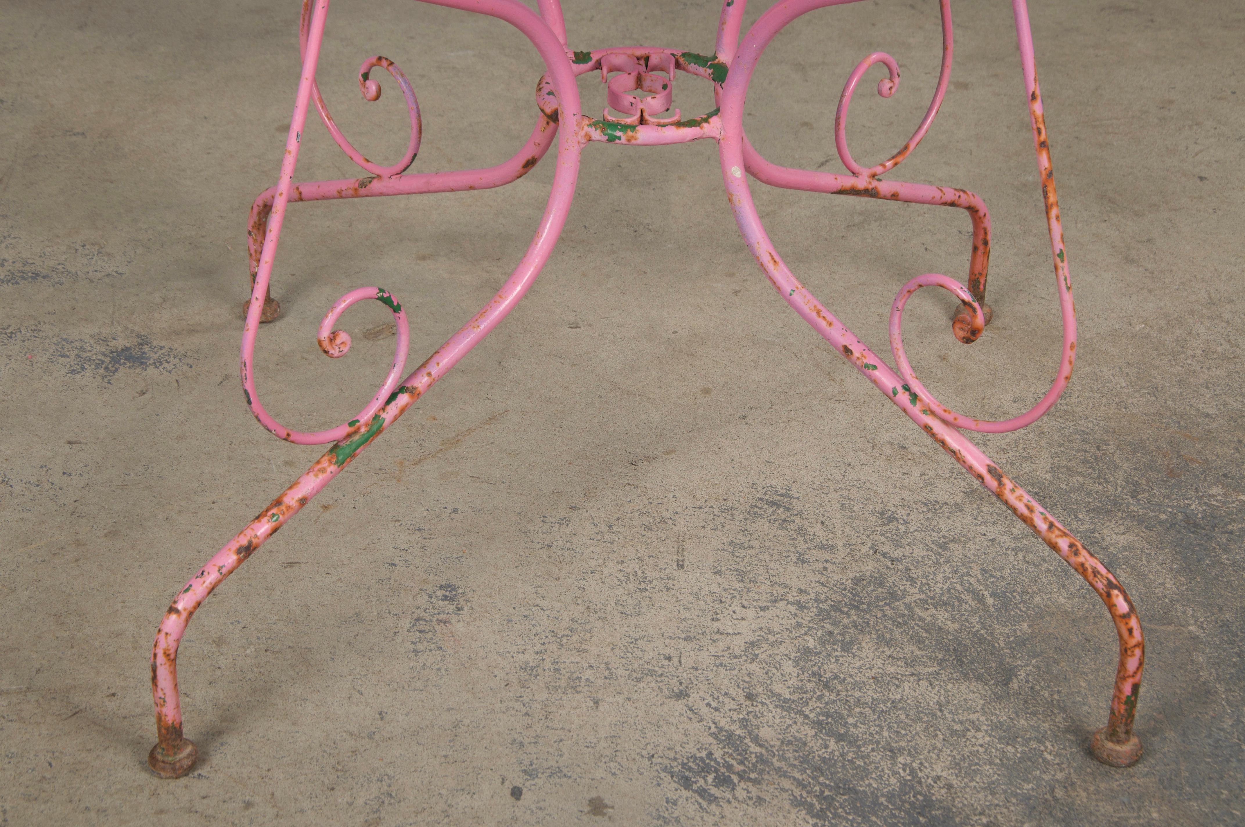 Antique French Art Nouveau rosa set da giardino in ferro battuto in vendita 5