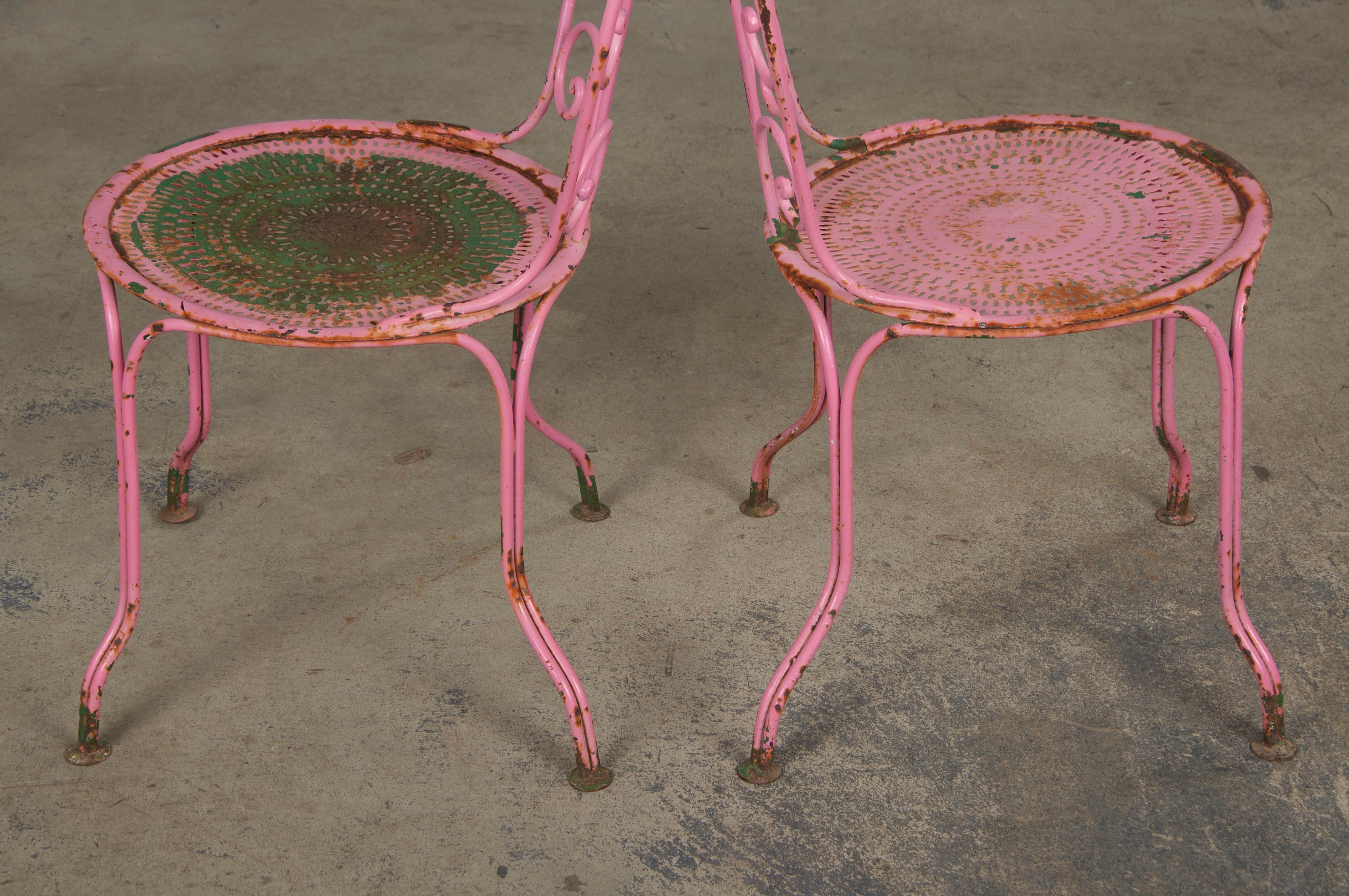 Antique French Art Nouveau rosa set da giardino in ferro battuto in vendita 12