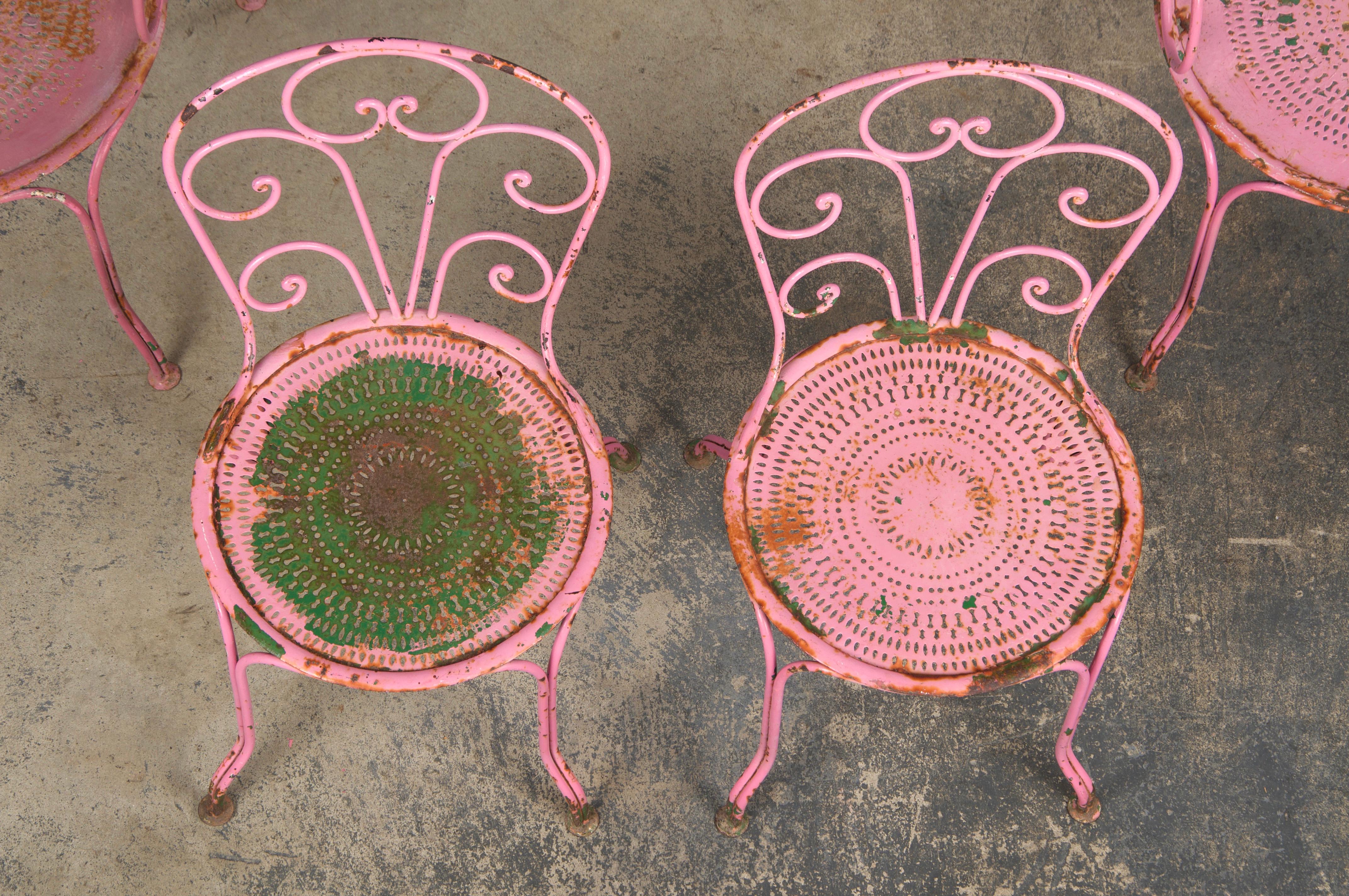Antique French Art Nouveau rosa set da giardino in ferro battuto in vendita 2
