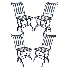 Antike Französisch Jugendstil Scrolling Eisen Garten Terrasse Beistellstühle - Satz von 4