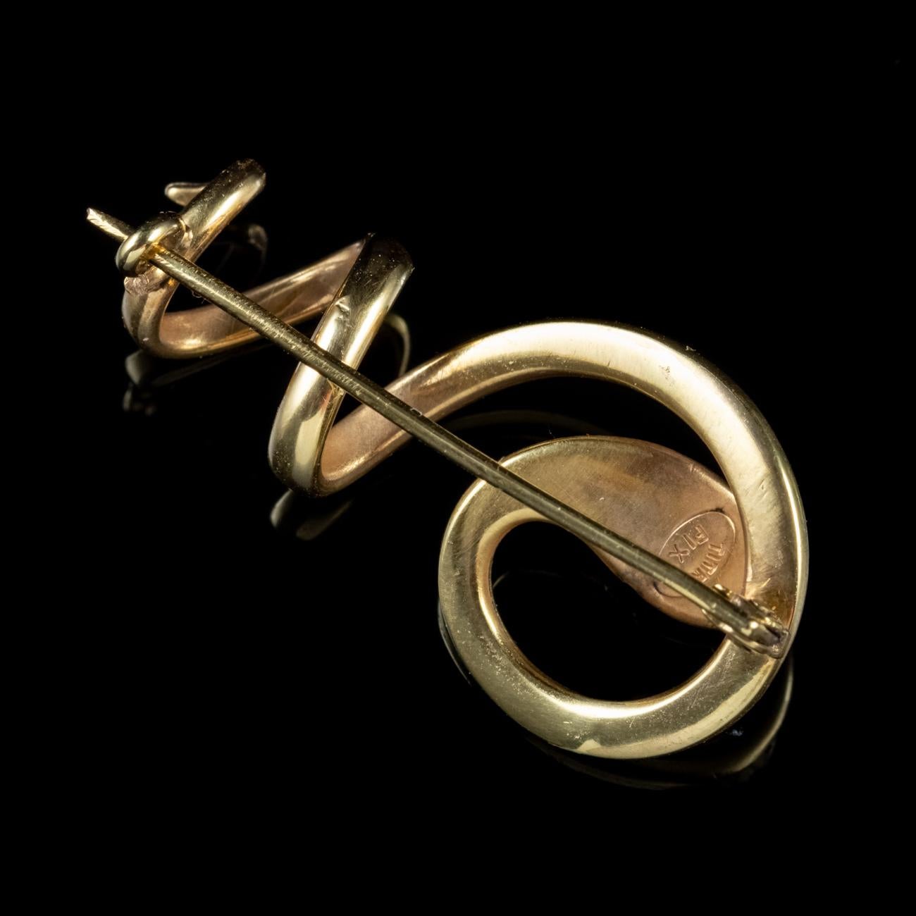 Antique French Art Nouveau Serpent Brooch Garnet 18ct Gold Circa 1900 In Good Condition For Sale In Lancaster, Lancashire