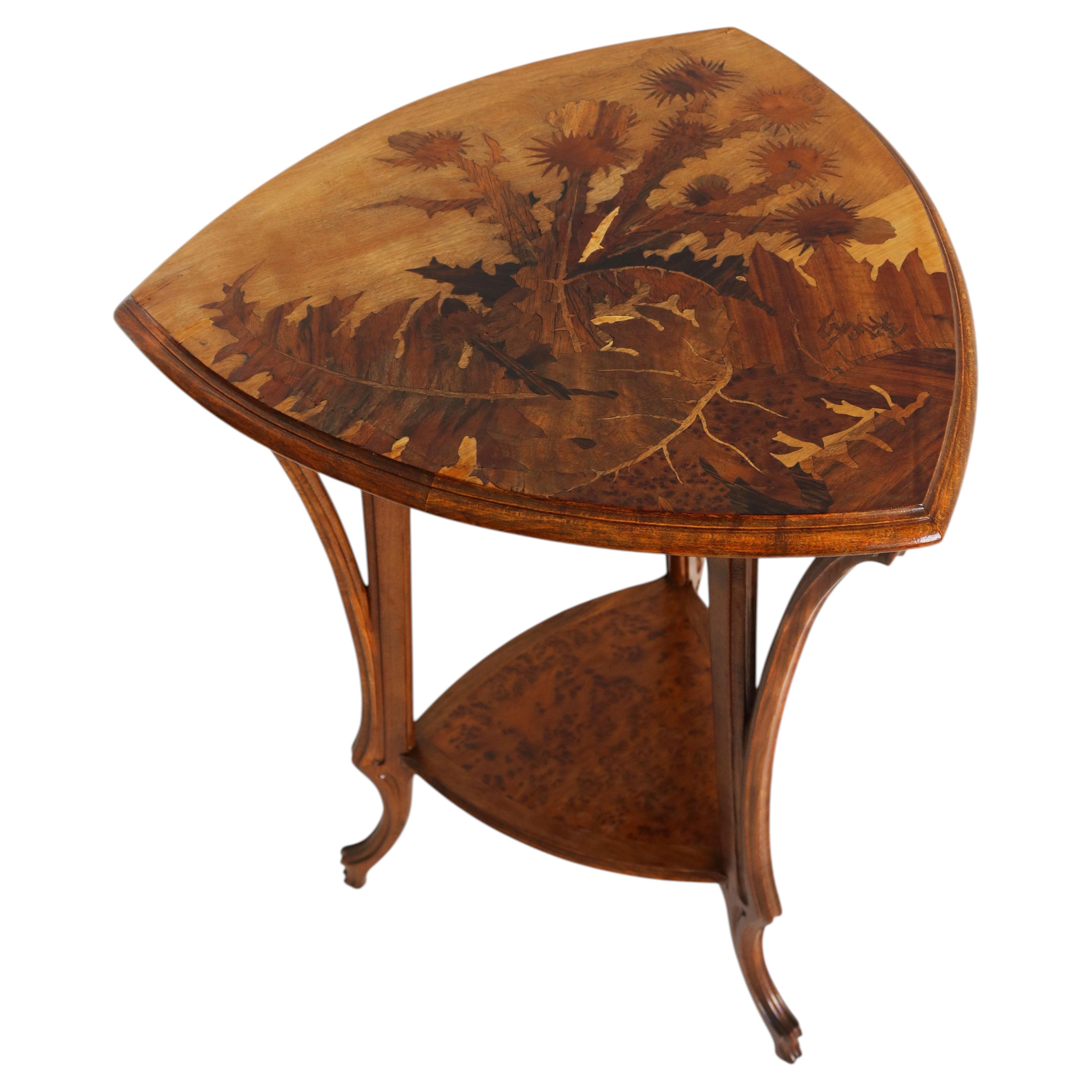 Antique French art nouveau side table “Thistle” by Emile Galle 1900 gueridon
