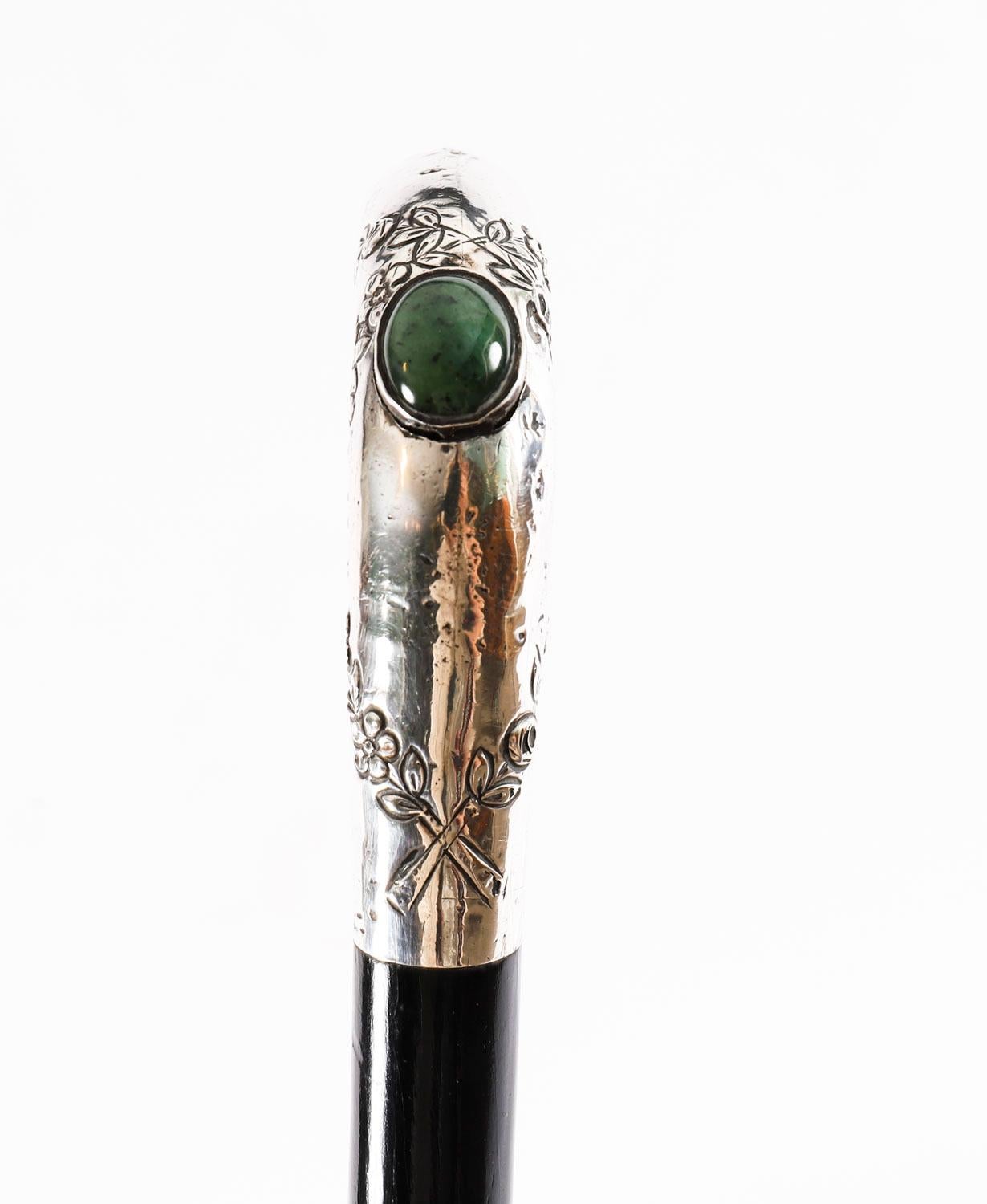 Antique French Art Nouveau Silver Handled Walking Stick 19th Century For Sale 10