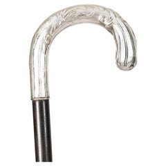 Antique French Art Nouveau Silver Plated Child's Walking Stick Cane19th C 65cm