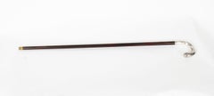 Antique French Art Nouveau Silver Topped Walking Cane Stick 19th Century