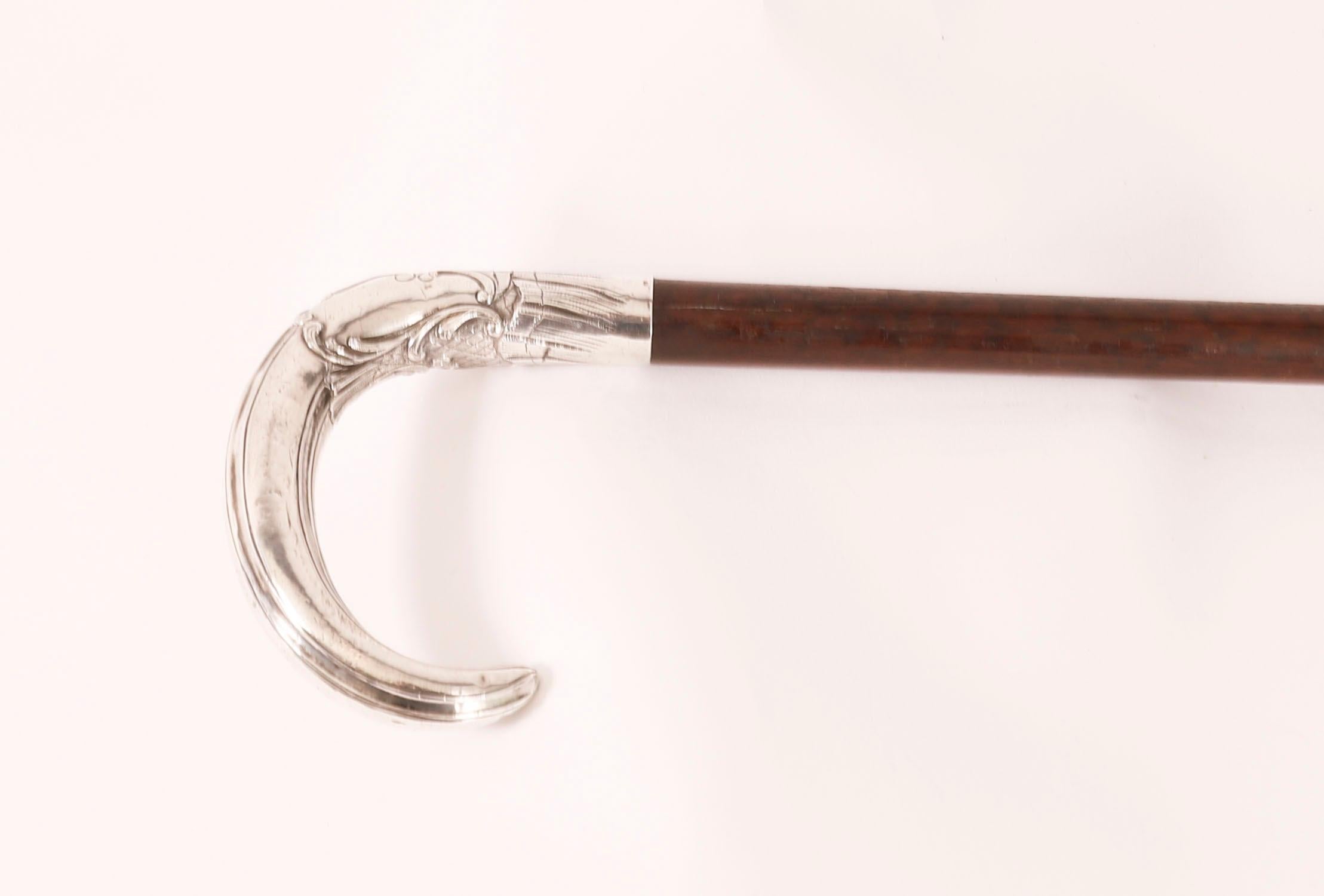 Antique French Art Nouveau Silver Topped Walking Cane Stick C1900 90cm 35.5 inch en vente 5