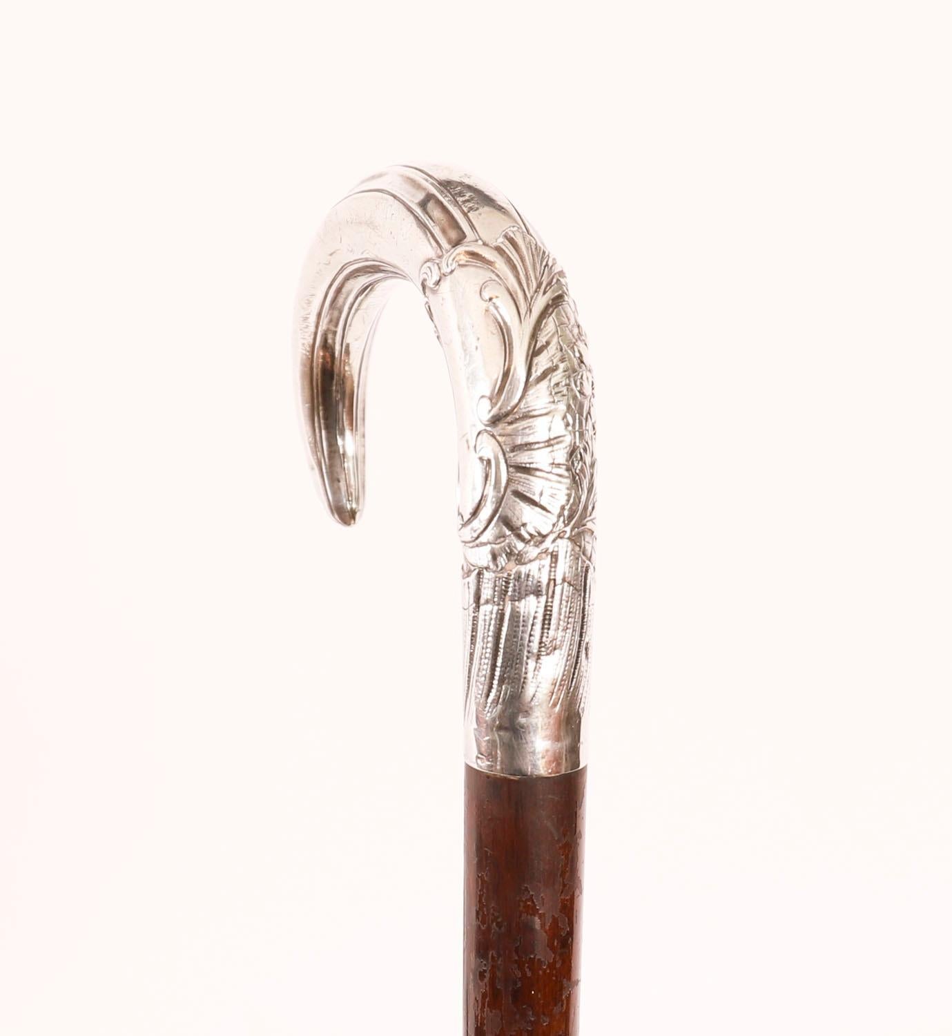 Antique French Art Nouveau Silver Topped Walking Cane Stick C1900 90cm 35.5 inch en vente 3