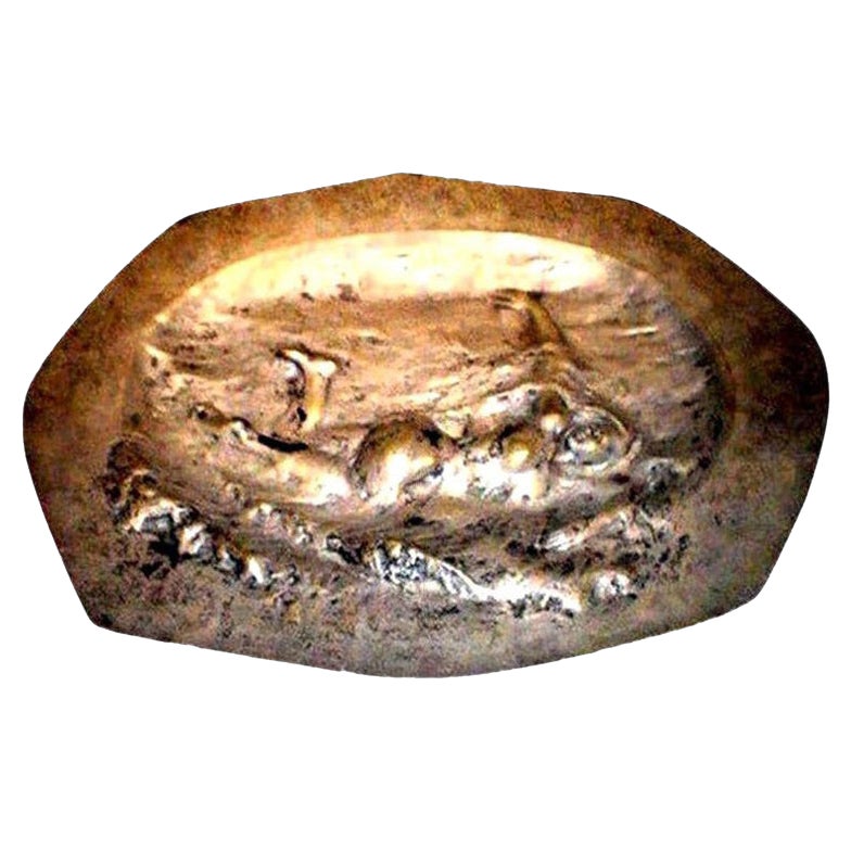 Antike französische versilberte Bronzeskulptur oder Platzteller im Art nouveau-Stil