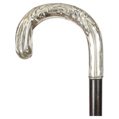 Antiker französischer Art nouveau-Sessel mit Siver-Griff und Gehstock aus Schilfrohr, 19. Jahrhundert