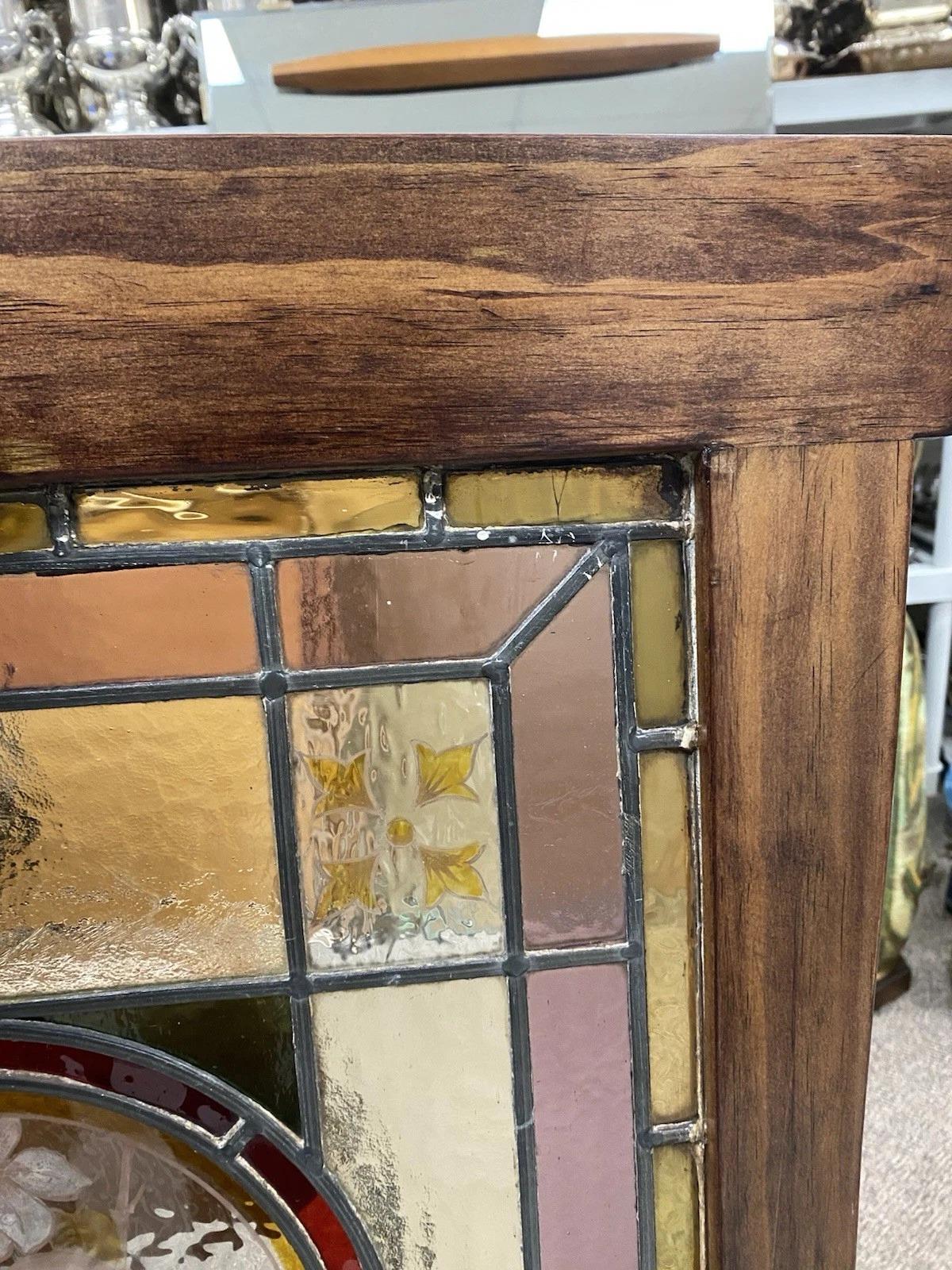 Antique French Art Nouveau Stained Leaded Glass Windows with Birds - a Pair en venta 2
