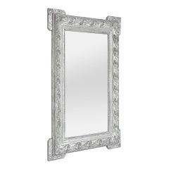 Antique French Art Nouveau Style Silverwood Wall Mirror, circa 1900