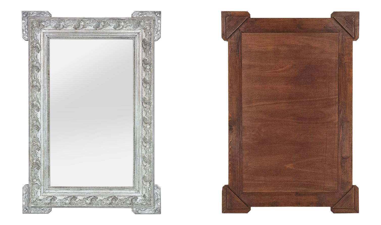 Antique Miroir mural en bois d'argent de style Art Nouveau français, circa 1900 en vente 1